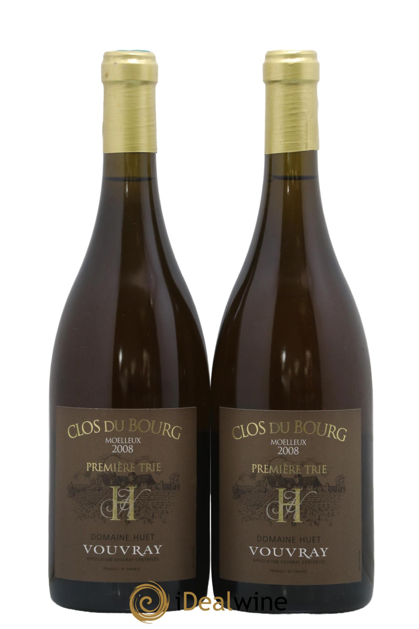 Vouvray Clos du Bourg Moelleux 1ère trie Domaine Huet 2008 - Lotto di 2 bottiglie - 0