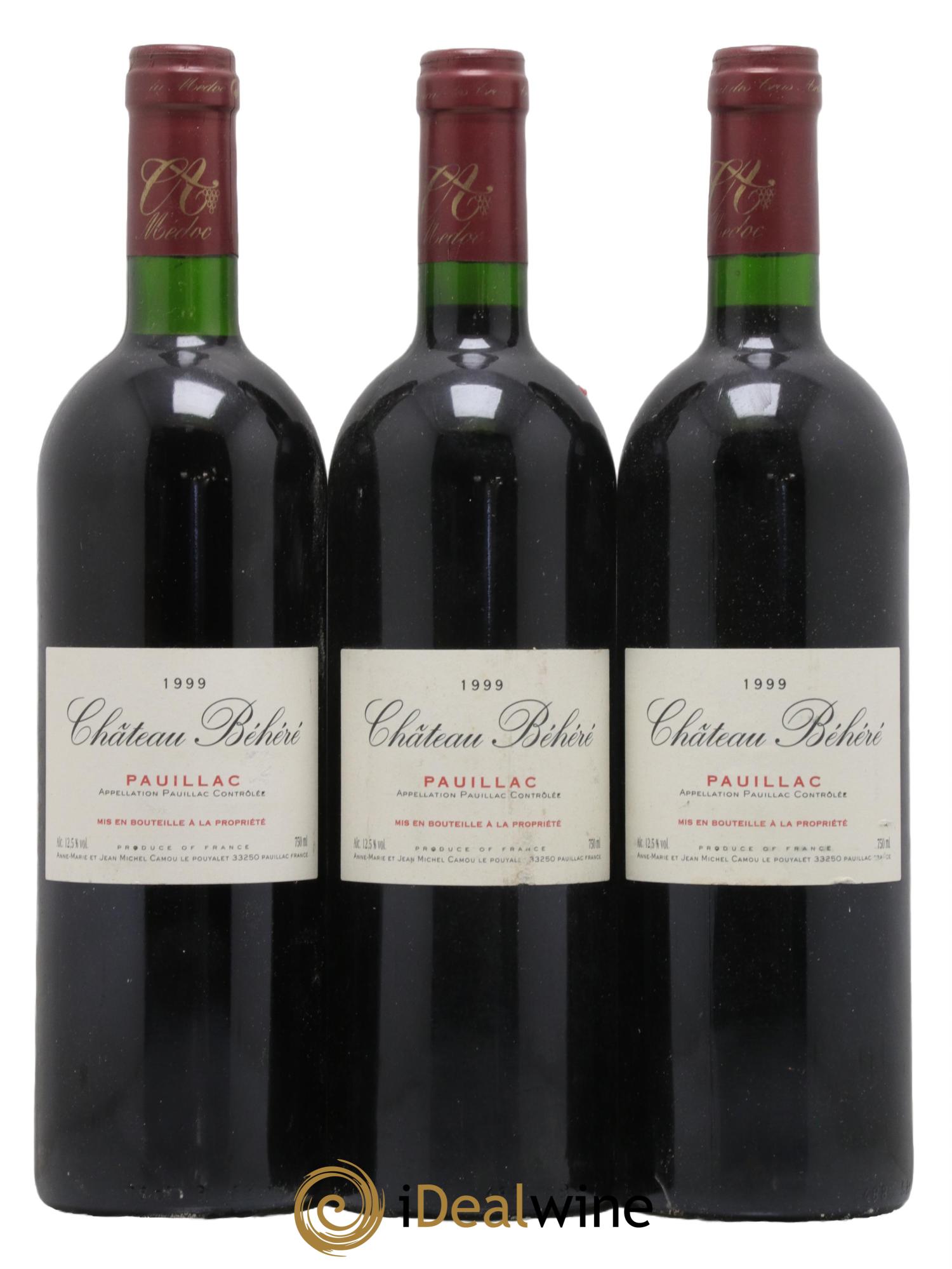 Pauillac Chateau Behere 1999 - Posten von 3 Flaschen - 0