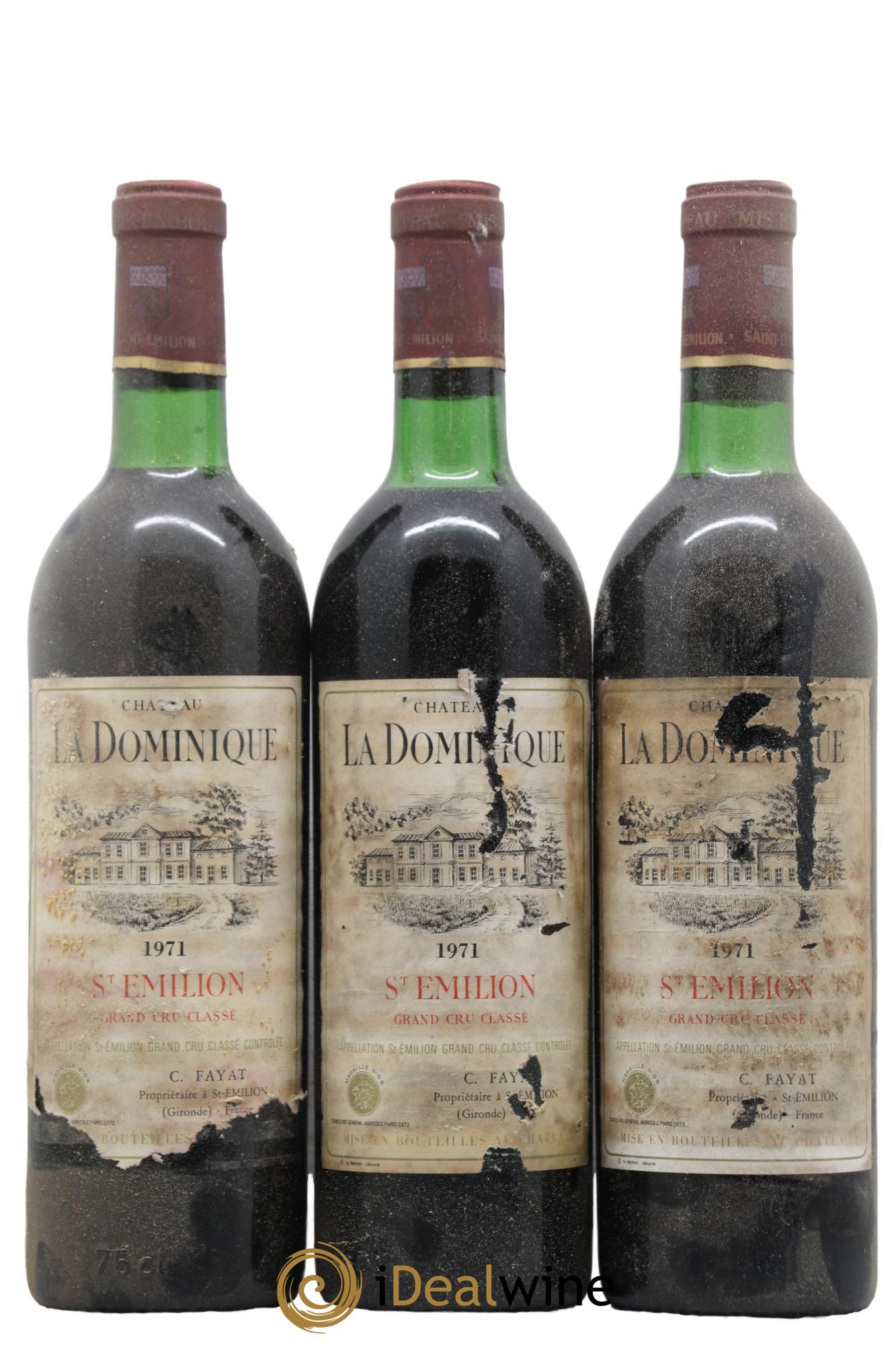Château la Dominique Grand Cru Classé 1971 - Lot de 3 bouteilles - 0