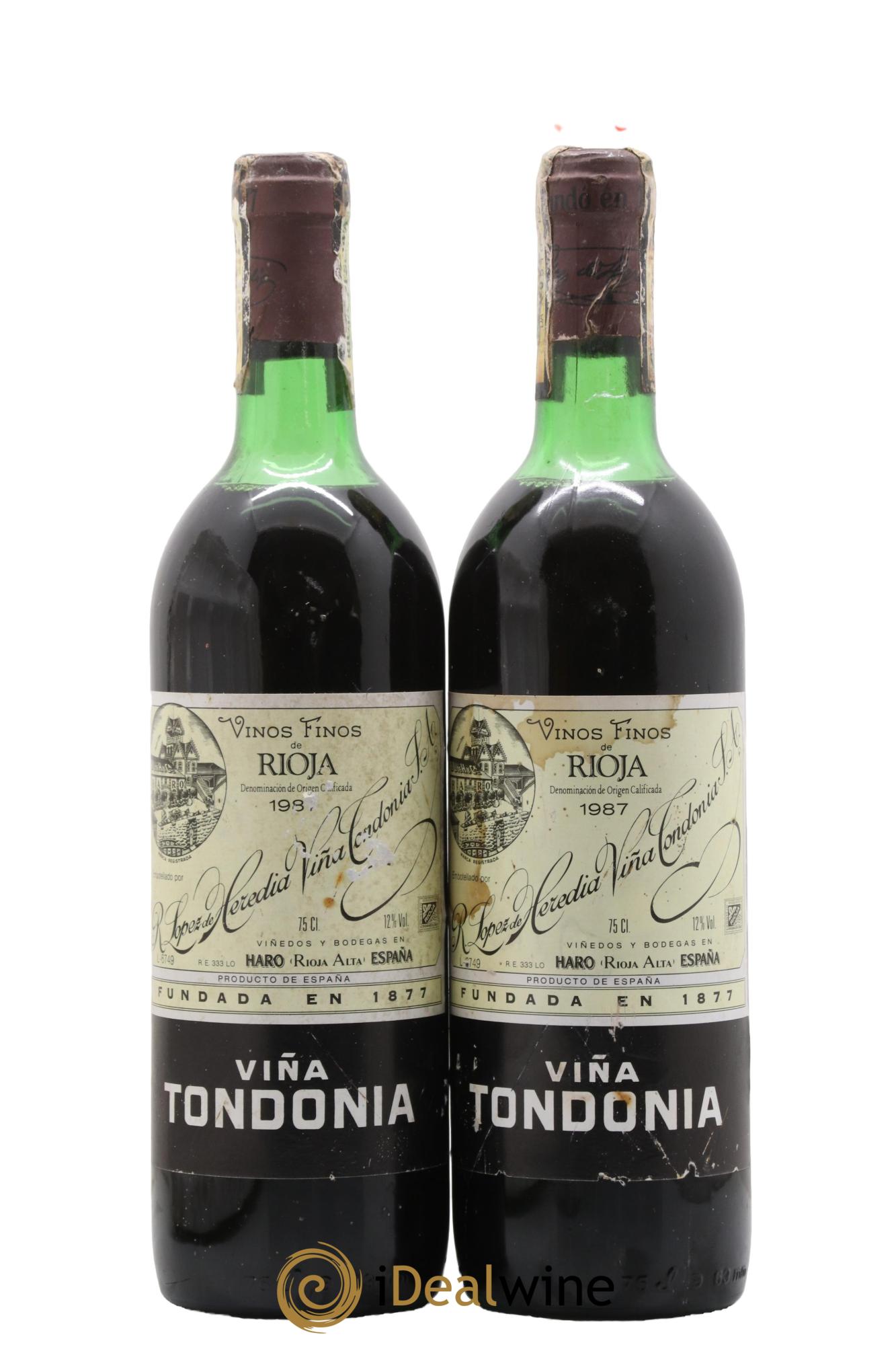 Rioja DOCA Reserva Vina Tondonia R. Lopez de Heredia 1987 - Posten von 2 Flaschen - 0