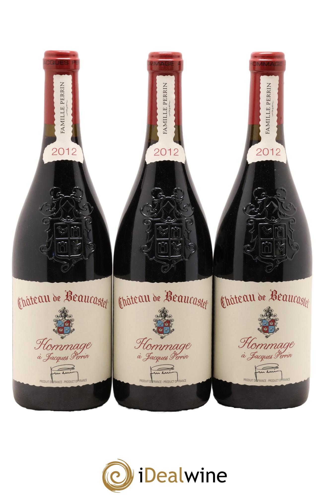 Châteauneuf-du-Pape Château de Beaucastel Hommage à Jacques Perrin Famille Perrin 2012 - Posten von 3 Flaschen - 0