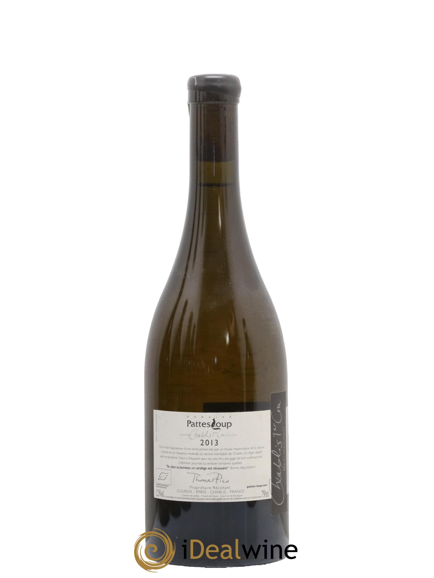 Chablis 1er Cru Beauregard Pattes Loup (Domaine) 2013 - Lot de 1 bouteille - 1