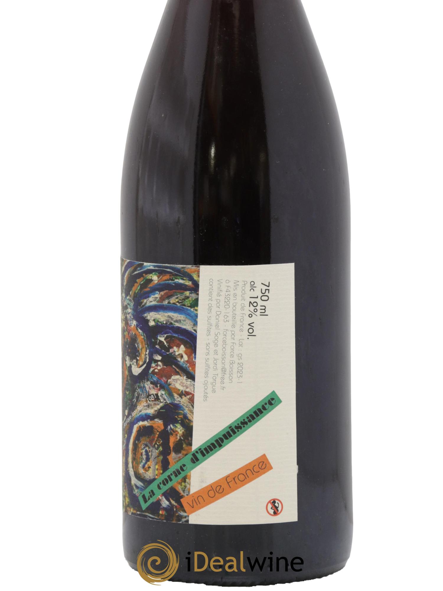 Vin de France La Corne d'Impuissance Daniel Sage 2022 - Lot de 1 bouteille - 1