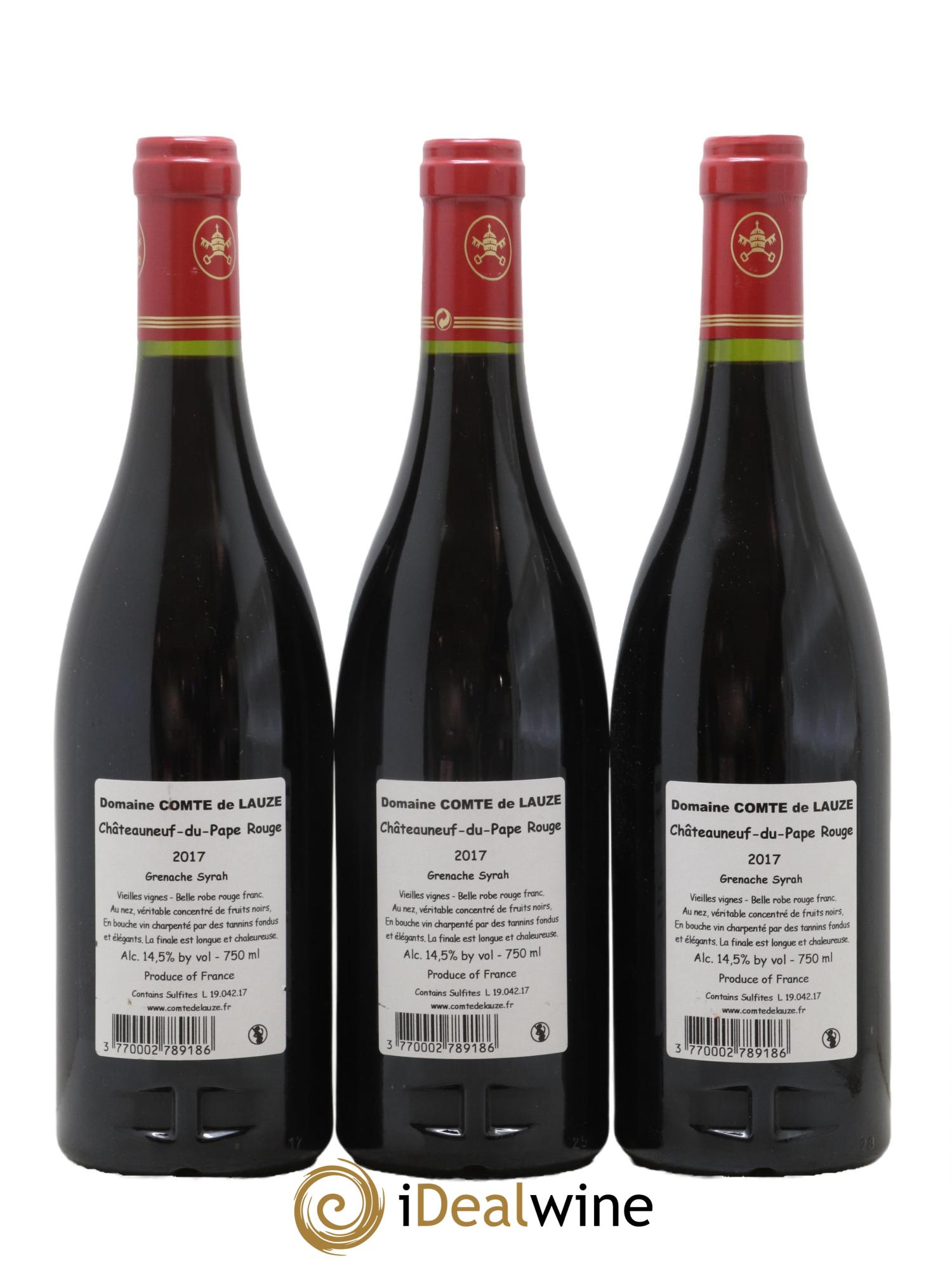 Châteauneuf-du-Pape Domaine Comte de Lauze 2017 - Lot de 3 bouteilles - 1