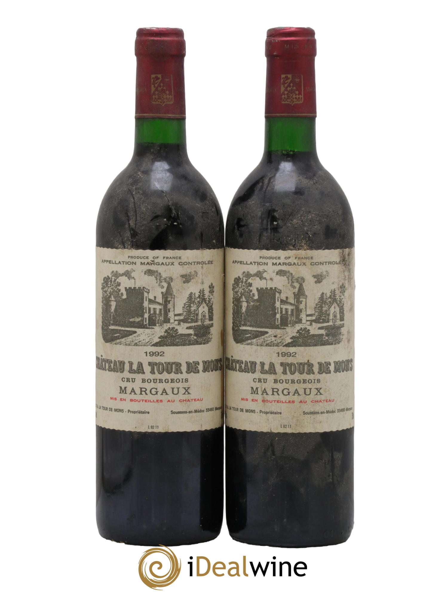 Château la Tour de Mons Cru Bourgeois 1992 - Lot de 2 bouteilles - 0