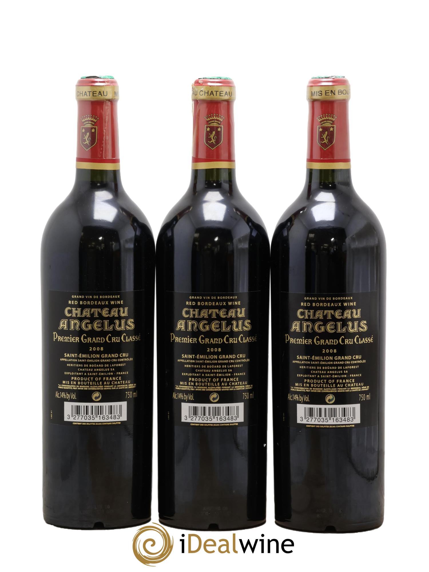 Château Angélus 1er Grand Cru Classé A 2008 - Posten von 3 Flaschen - 1
