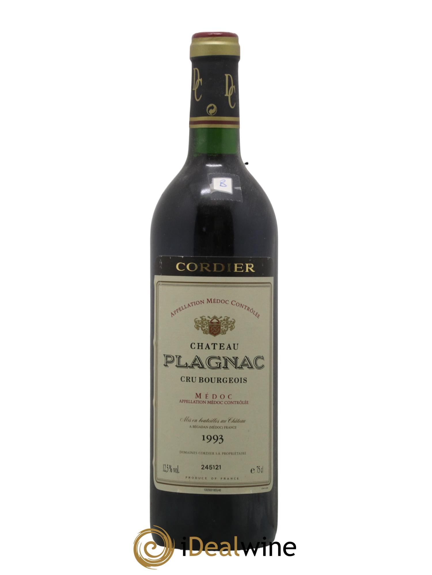 Château Plagnac Cru Bourgeois 1993 - Lot de 1 bouteille - 0