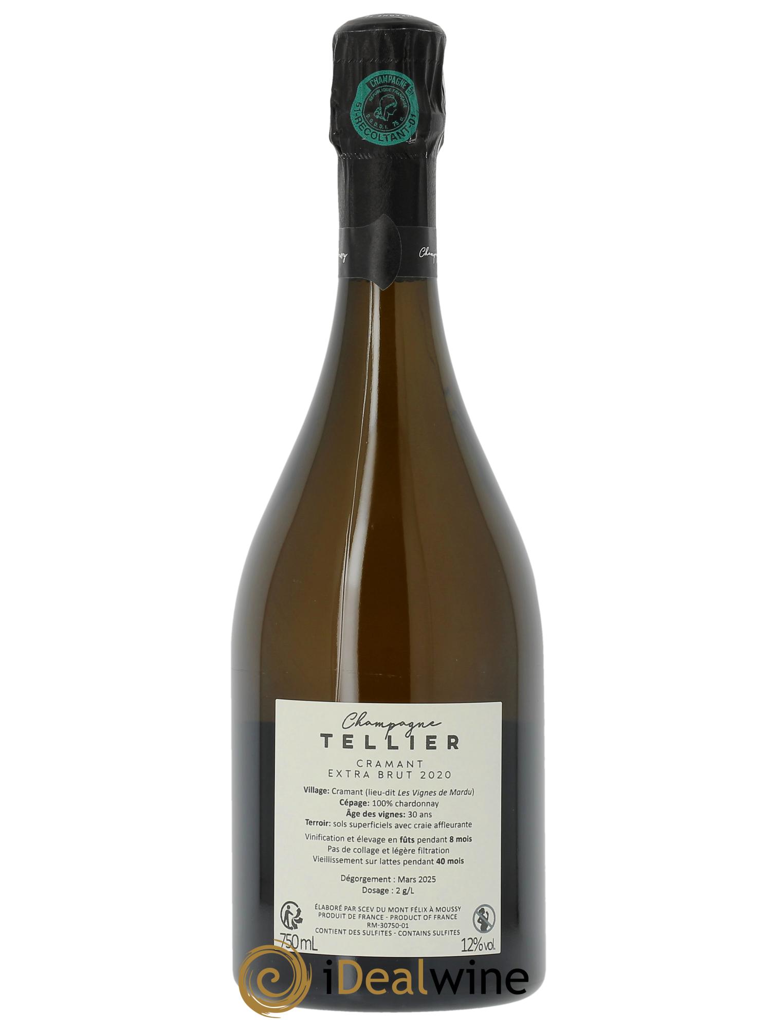 Cramant Blanc de Blancs Grand Cru Extra-Brut Tellier  2020 - Posten von 1 Flasche - 1