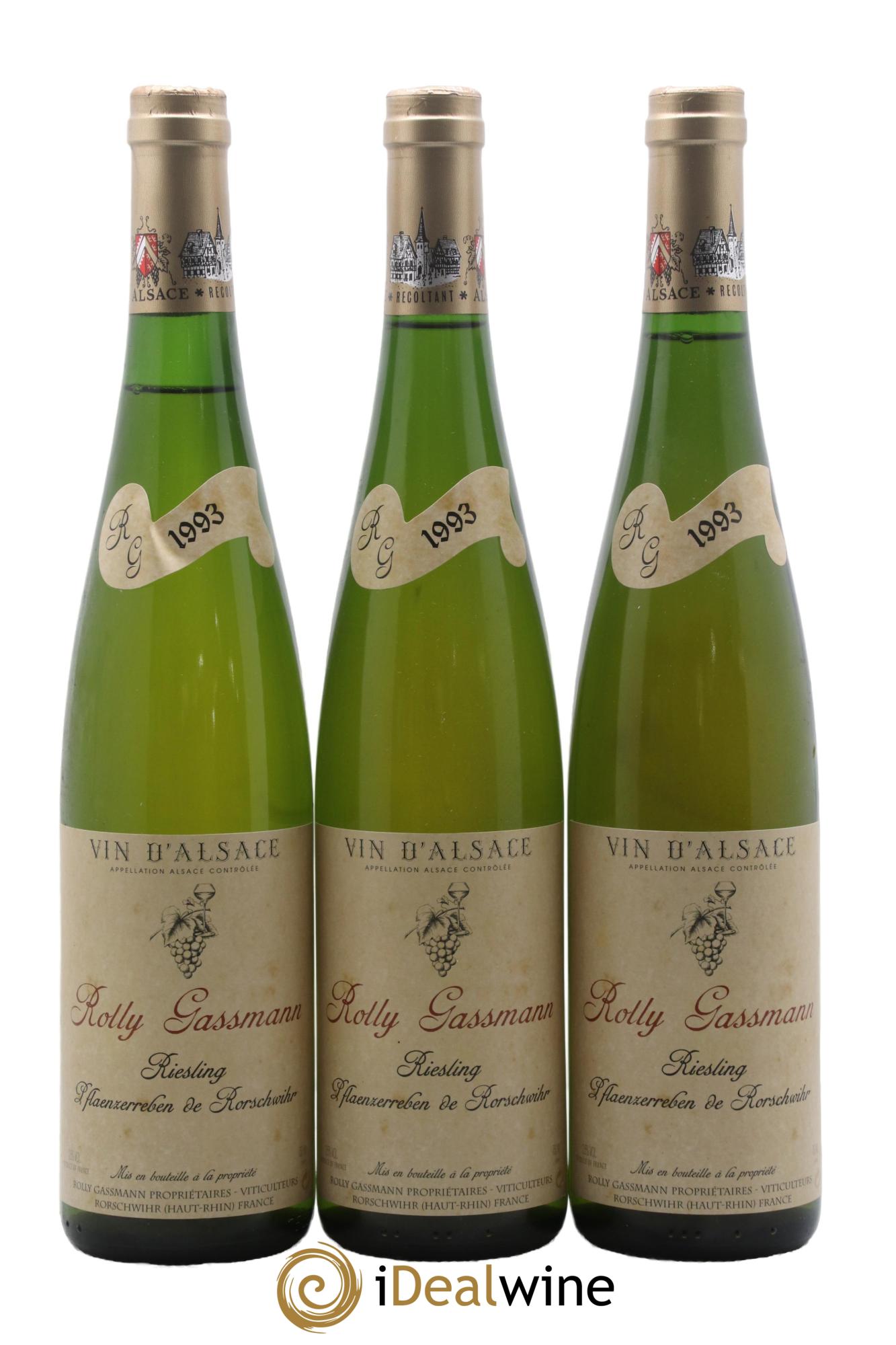 Alsace Riesling Plaenzerreben de Rorschwihr Rolly-Gassmann 1993 - Lotto di 3 bottiglie - 0