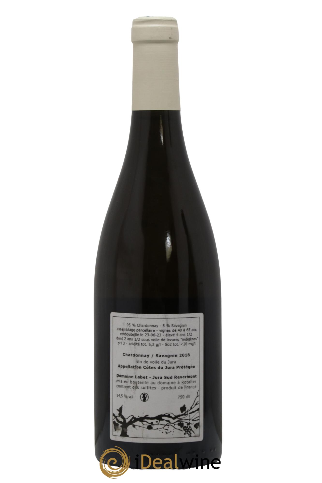 Côtes du Jura Vin de Voile Chardonnay-Savagnin cuvée de garde Romain - Julien - Charline Labet 2018 - Lot de 1 bouteille - 1