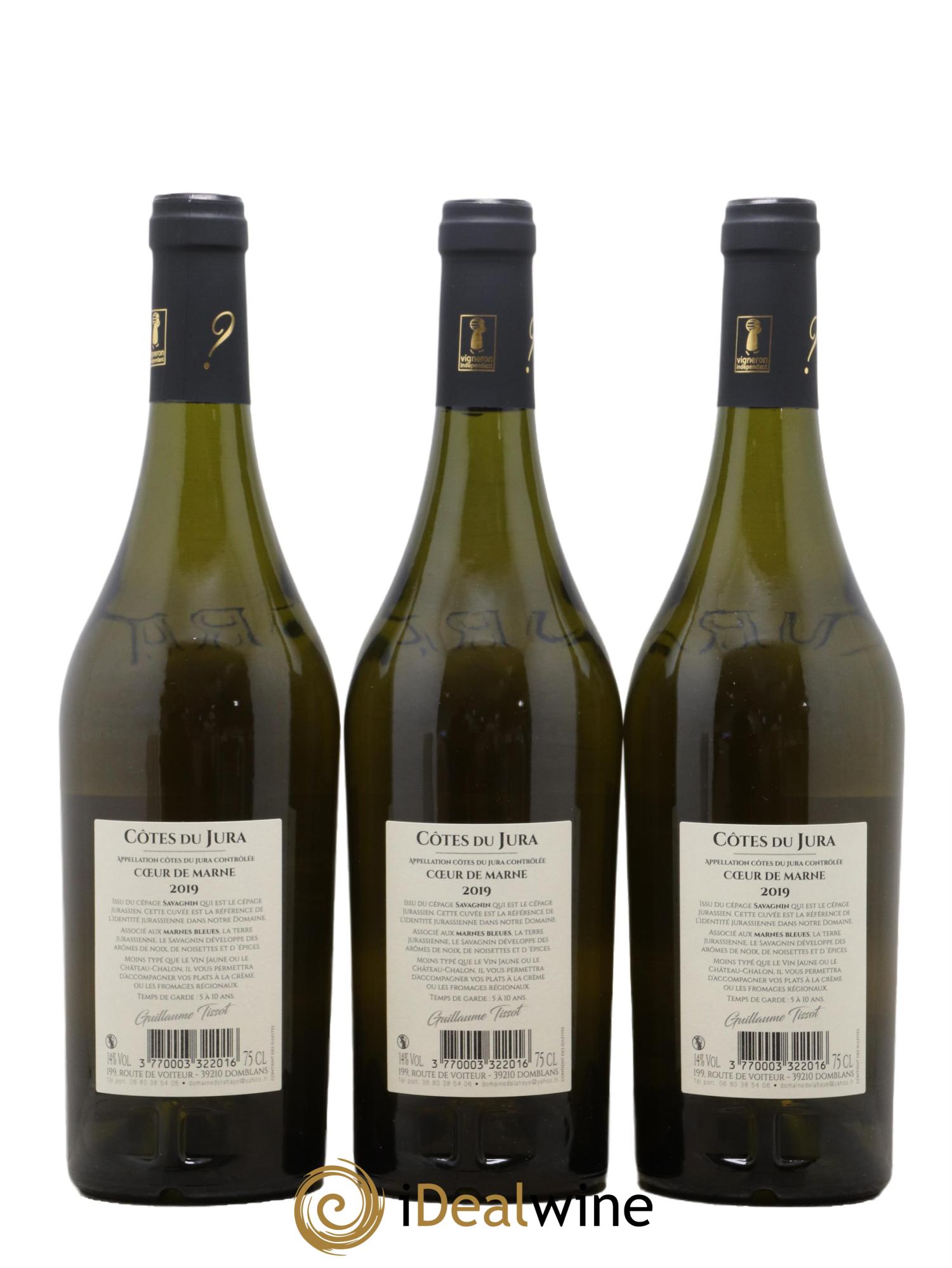 Côtes du Jura Cœur de Marne Domaine De Lahaye Guillaume Tissot 2019 - Lot de 3 bouteilles - 1