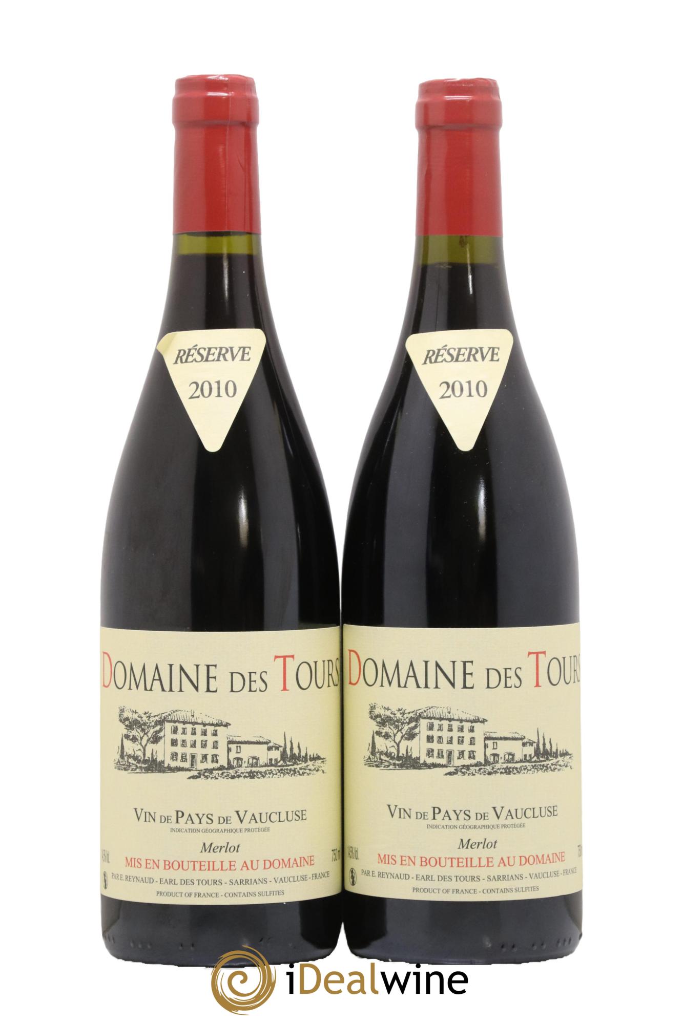 Vaucluse Domaine des Tours Merlot Emmanuel Reynaud 2010 - Lot de 2 bouteilles - 0