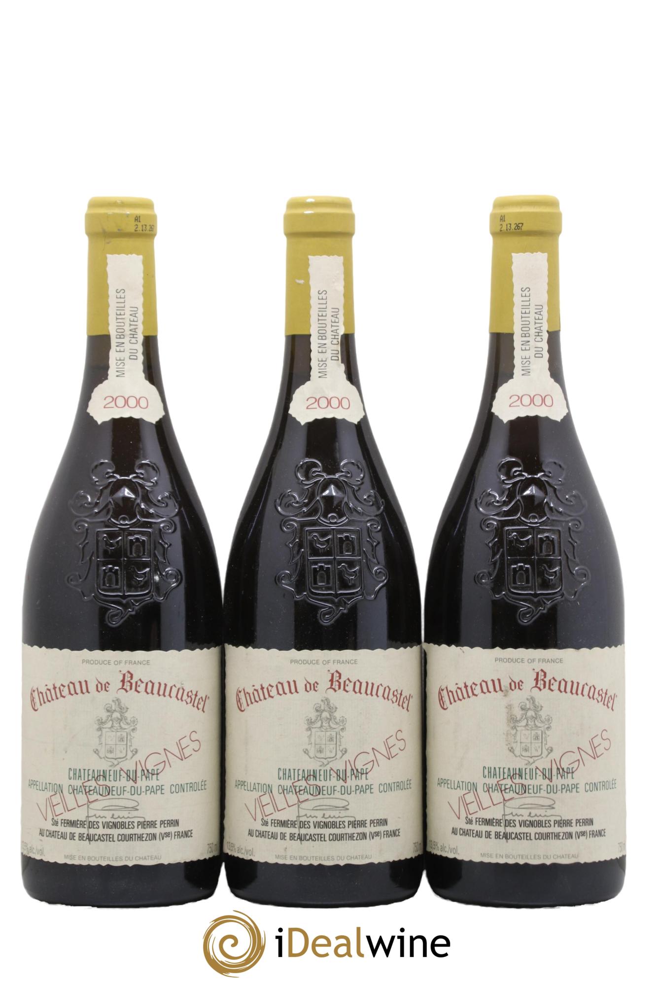 Châteauneuf-du-Pape Château de Beaucastel Vieilles vignes Roussanne Famille Perrin 2000 - Lotto di 3 bottiglie - 0