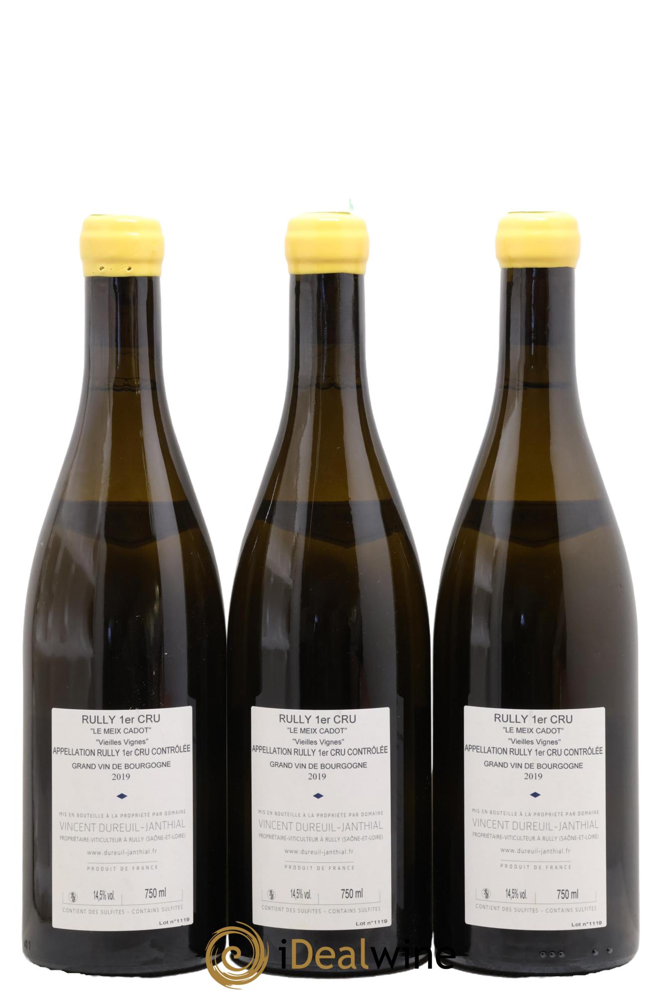 Rully 1er Cru Le Meix Cadot Vieilles Vignes Vincent Dureuil-Janthial 2019 - Lotto di 3 bottiglie - 1