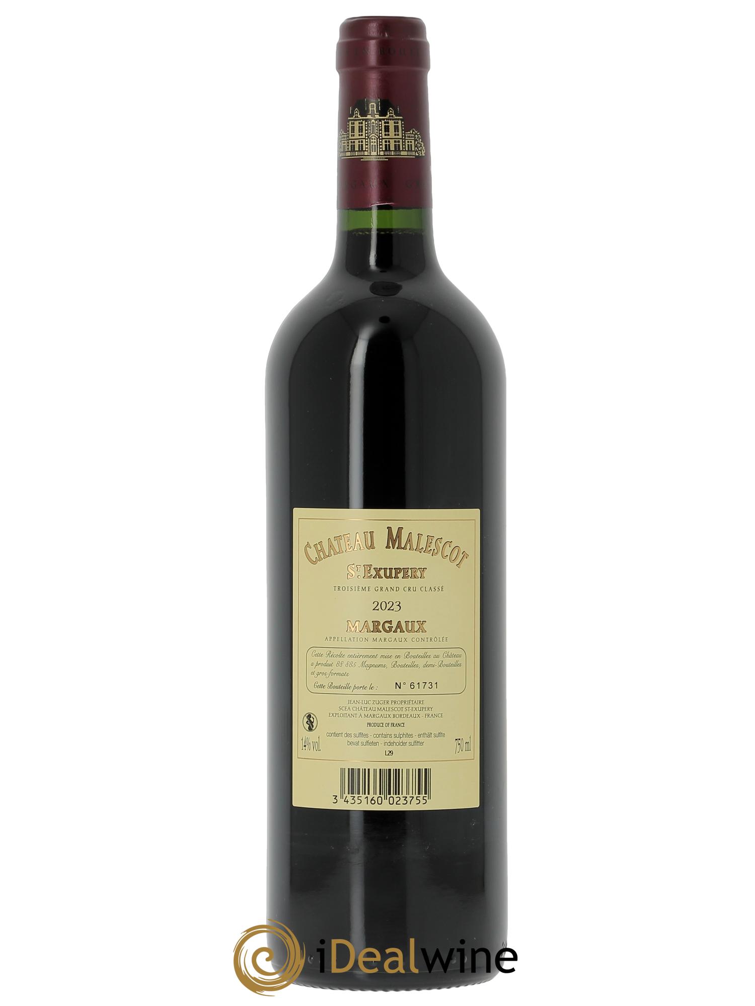 Château Malescot Saint-Exupéry 3ème Grand Cru Classé (CBO à partir de 6 bts) 2023 - Lot de 1 bouteille - 1