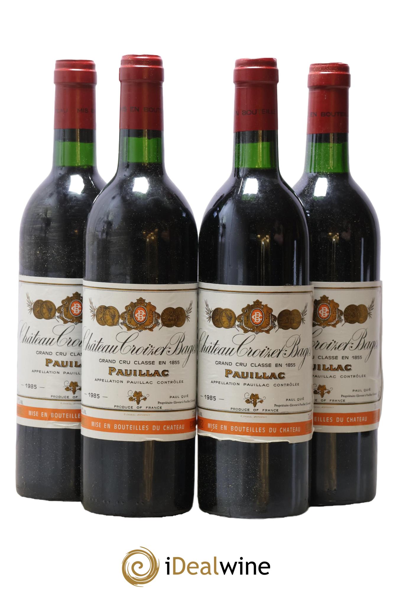 Château Croizet Bages 5ème Grand Cru Classé 1985 - Posten von 4 Flaschen - 0