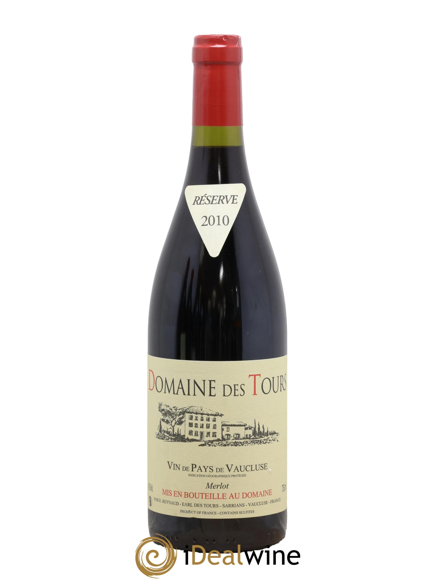 IGP Pays du Vaucluse (Vin de Pays du Vaucluse) Domaine des Tours Merlot Emmanuel Reynaud 2010 - Lot de 1 bouteille - 0