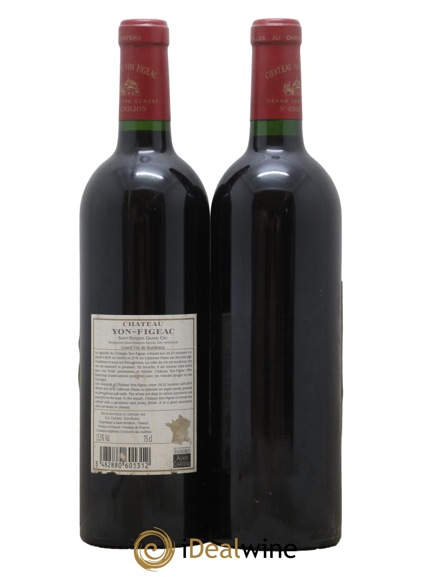 Château Yon Figeac Grand Cru Classé 2004 - Lot de 2 bouteilles - 1