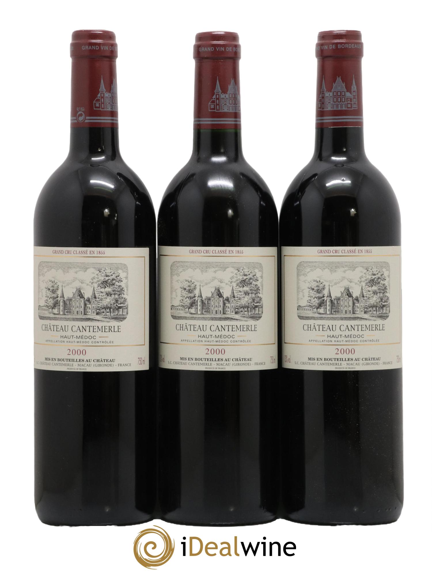 Château Cantemerle 5ème Grand Cru Classé  2000 - Posten von 3 Flaschen - 0