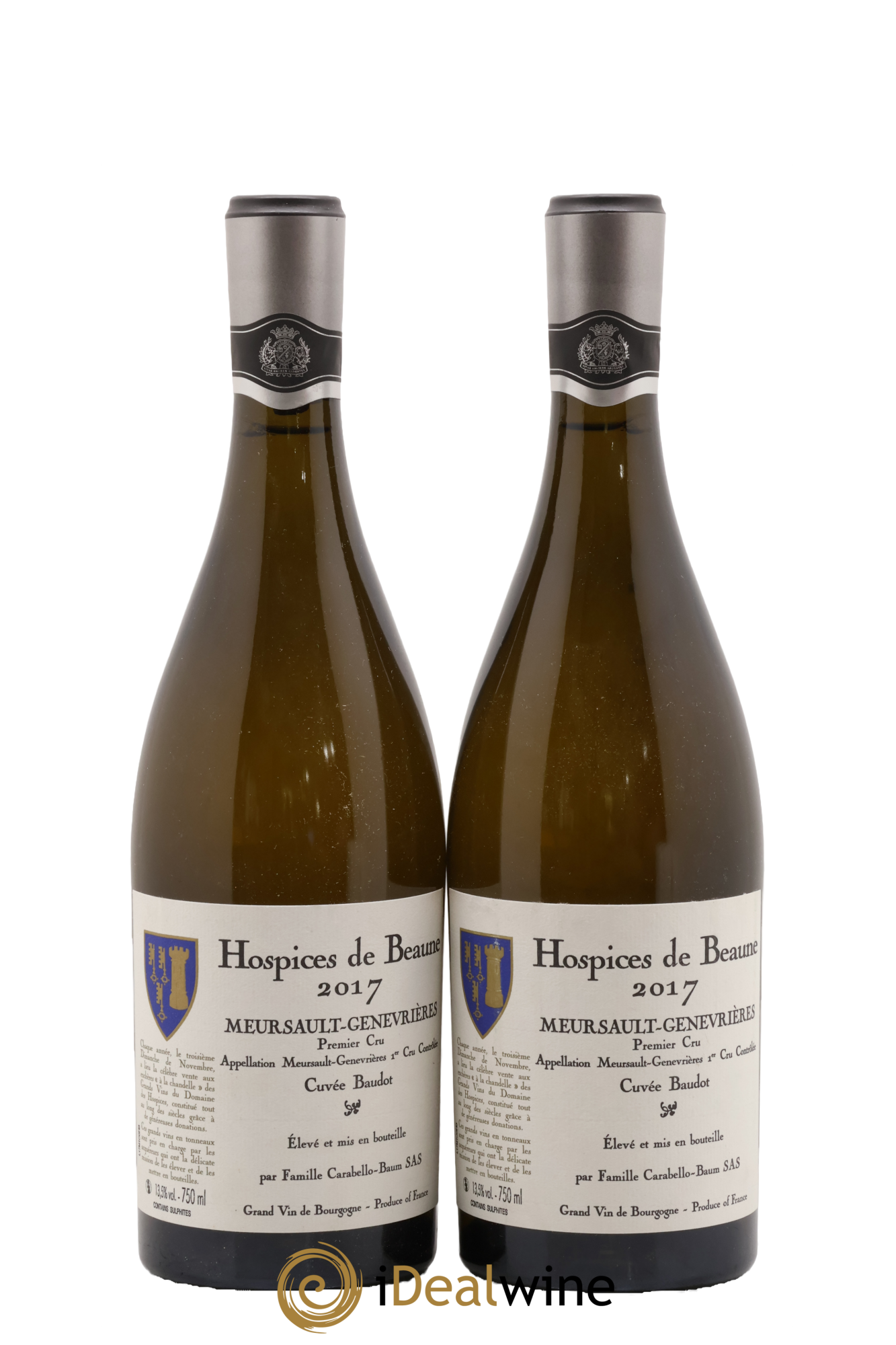 Meursault 1er Cru Genevrières Cuvée Baudot Hospices de Beaune Domaine Carabello 2017 - Posten von 2 Flaschen - 0
