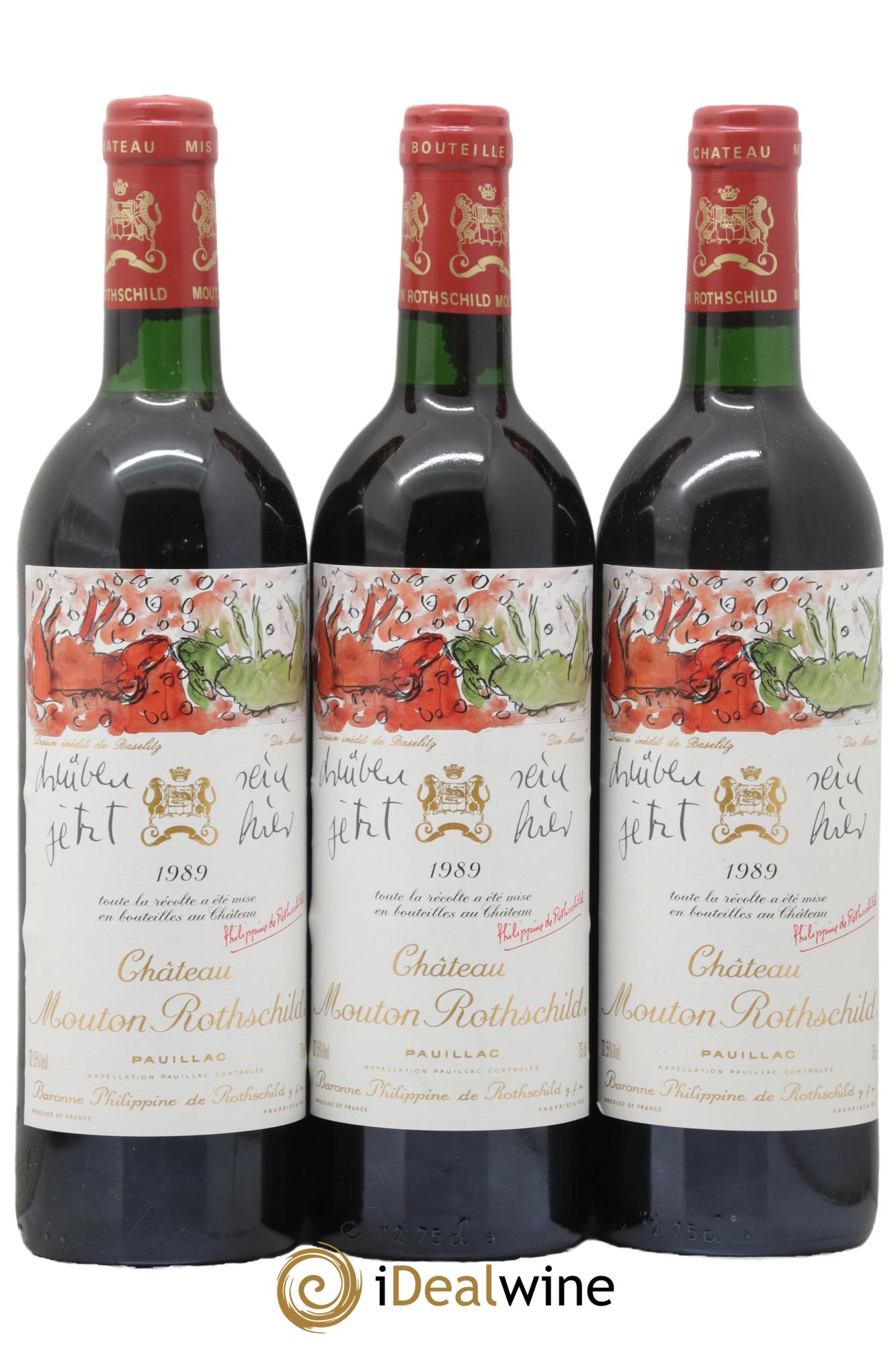 Château Mouton Rothschild 1er Grand Cru Classé 1989 - Lotto di 3 bottiglie - 0