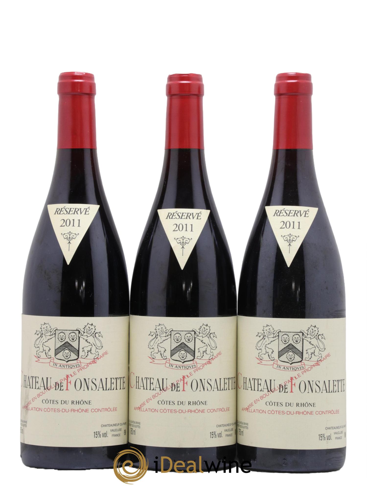Côtes-du-Rhône Château de Fonsalette Emmanuel Reynaud 2011 - Lot de 3 bouteilles - 0