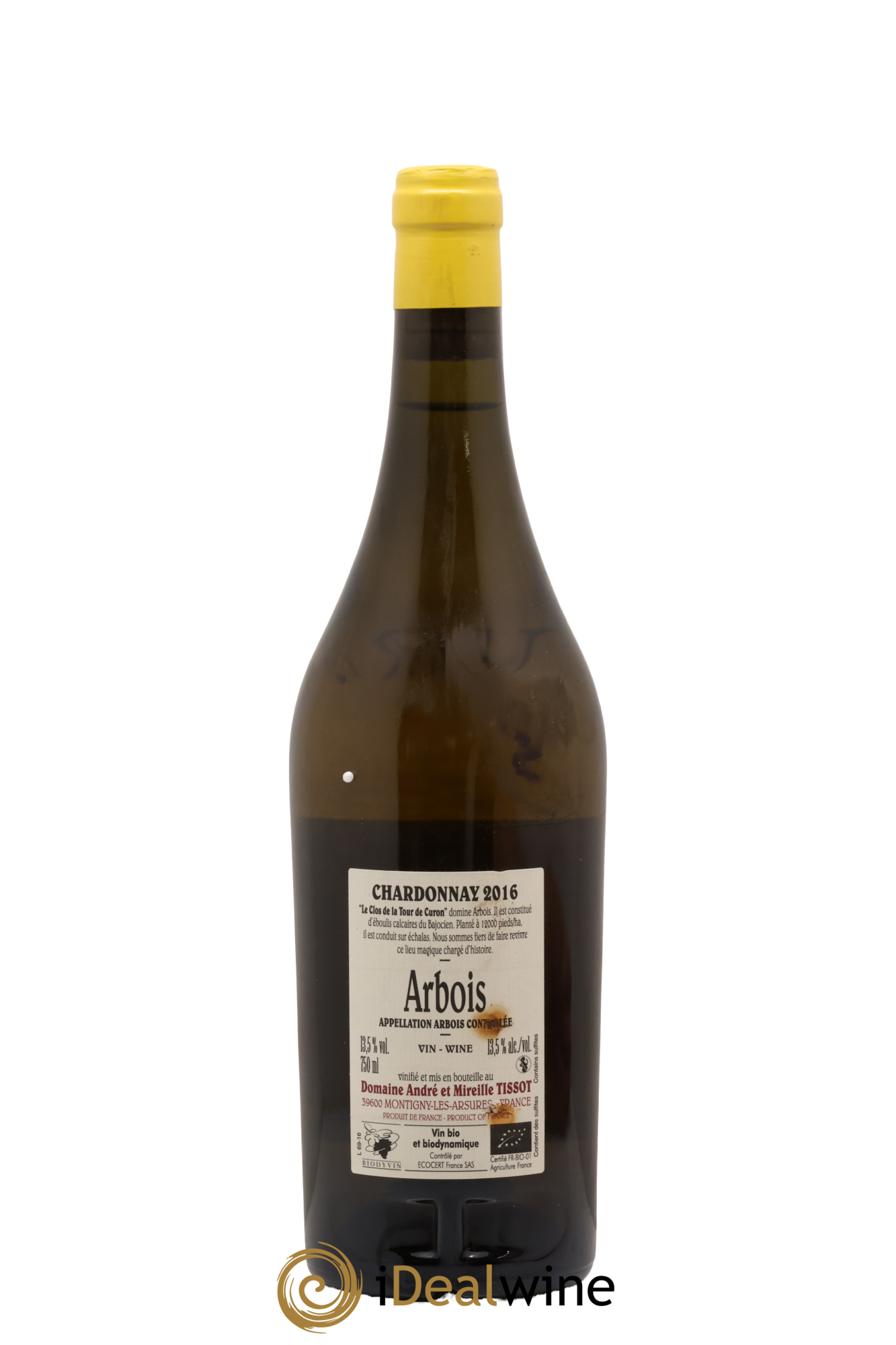 Arbois Chardonnay Le Clos de la Tour de Curon Bénédicte et Stéphane Tissot 2016 - Lot de 1 bouteille - 1