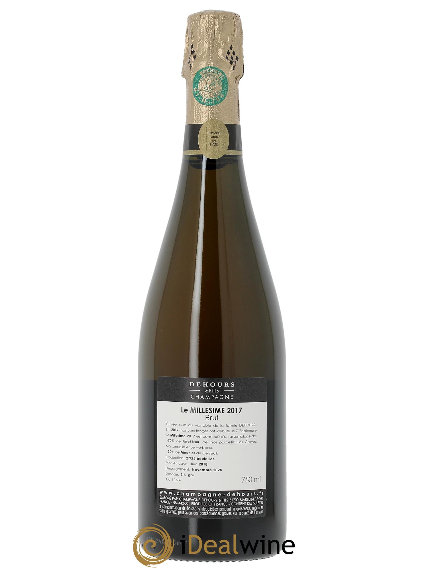 Extra-Brut Millésimé Dehours & Fils  2017 - Lot de 1 bouteille - 1