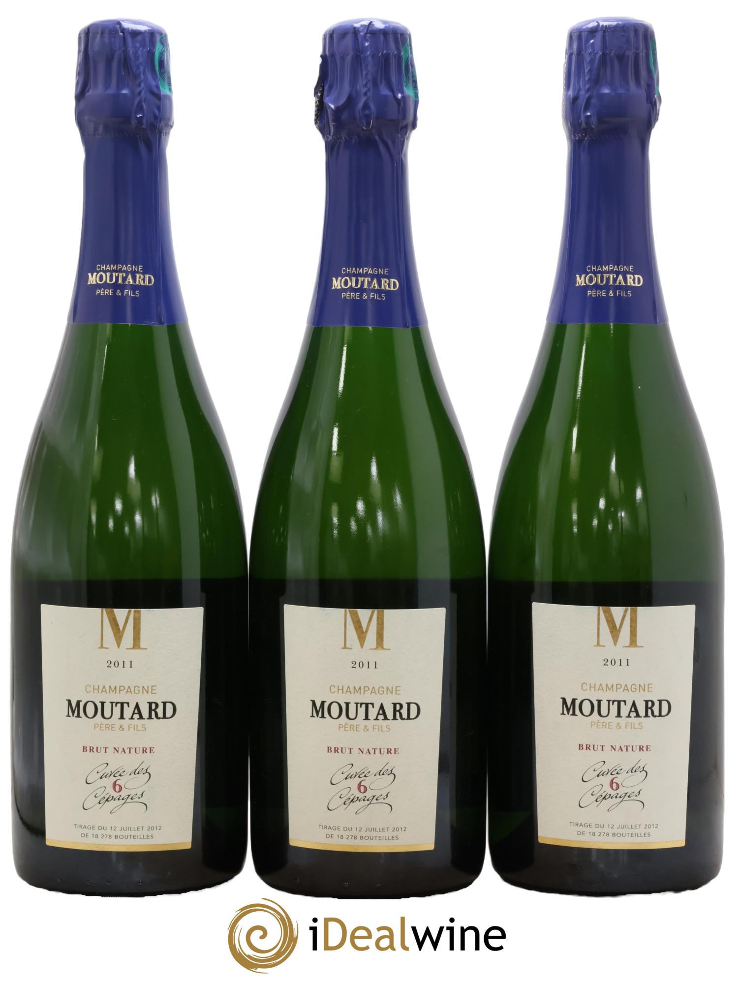 Champagne Cuvée Des 6 Cépages Brut Nature Moutard Père & Fils 2011 - Lot of 3 bottles - 0