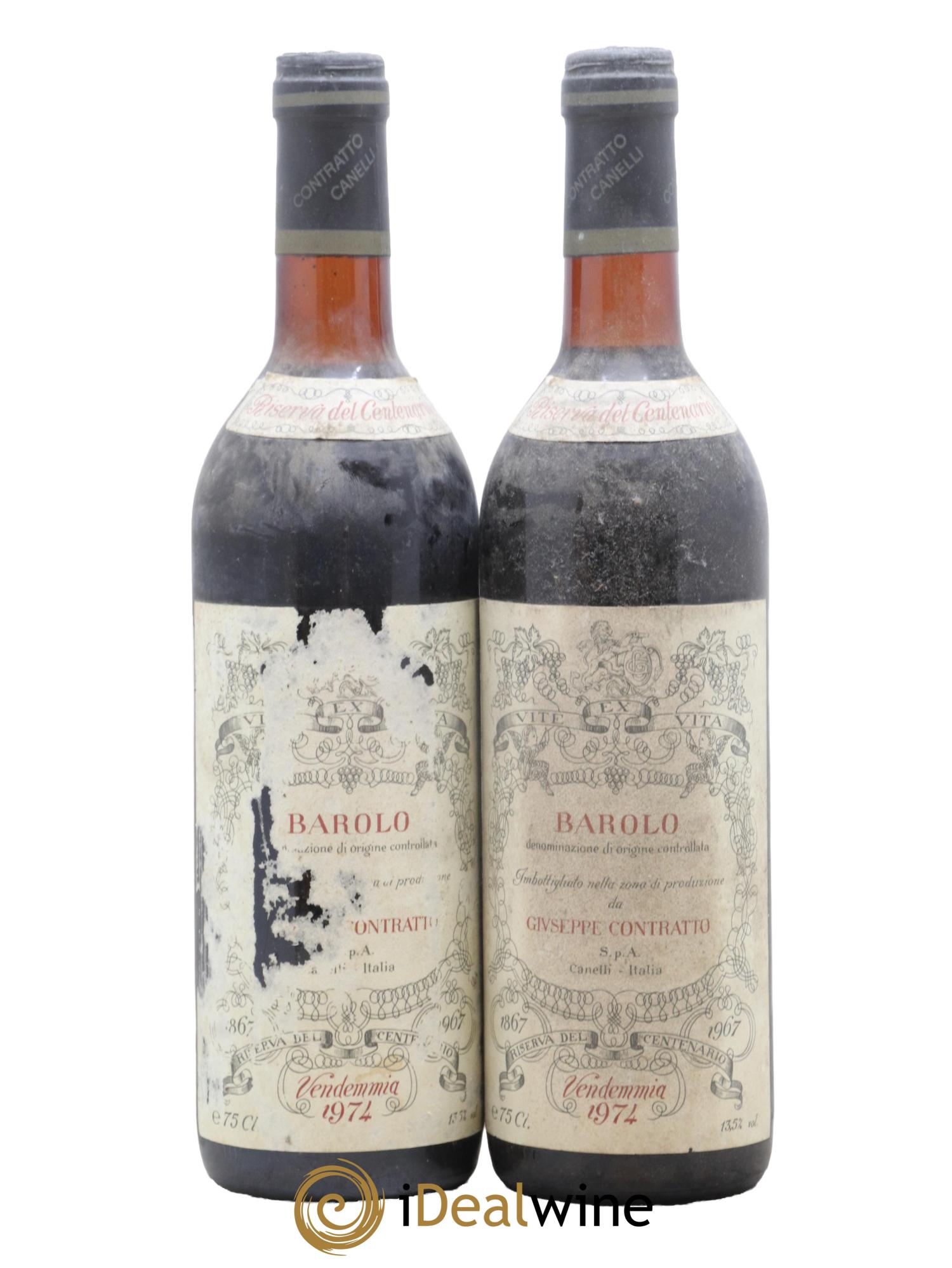 Barolo Riserva Del Centenatio Guiseppe Contratto 1974 - Posten von 2 Flaschen - 0