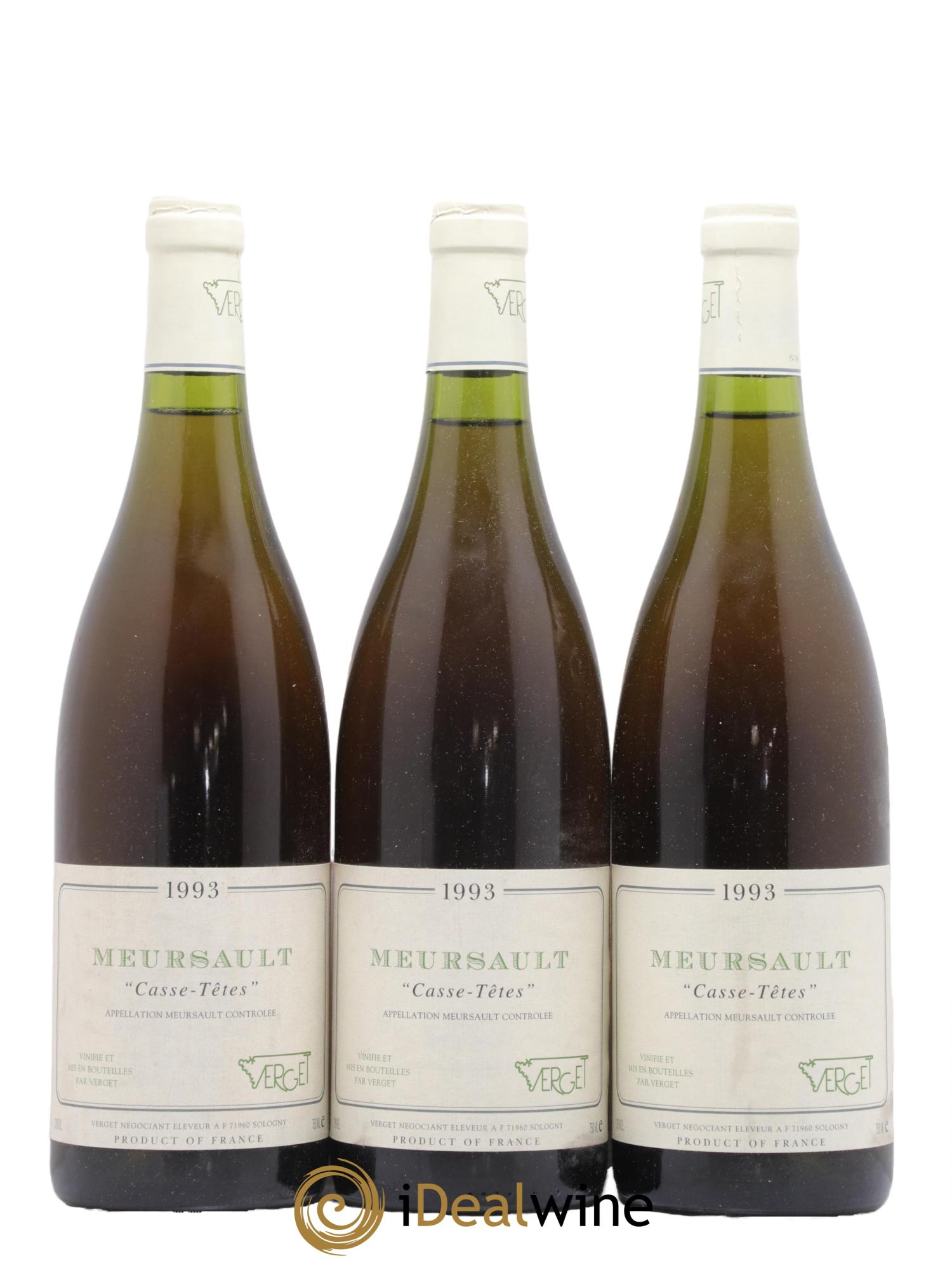 Meursault Casse Tetes Domaine Verget 1993 - Lot de 3 bouteilles - 0