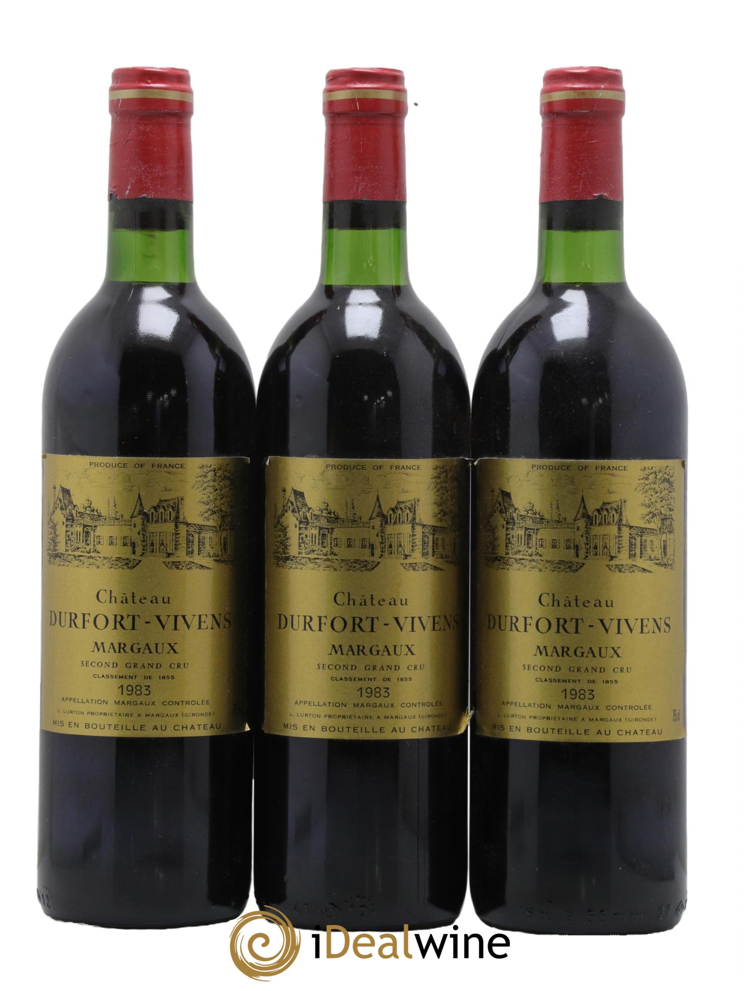 Château Durfort Vivens 2ème Grand Cru Classé 1983 - Lot de 3 bouteilles - 0