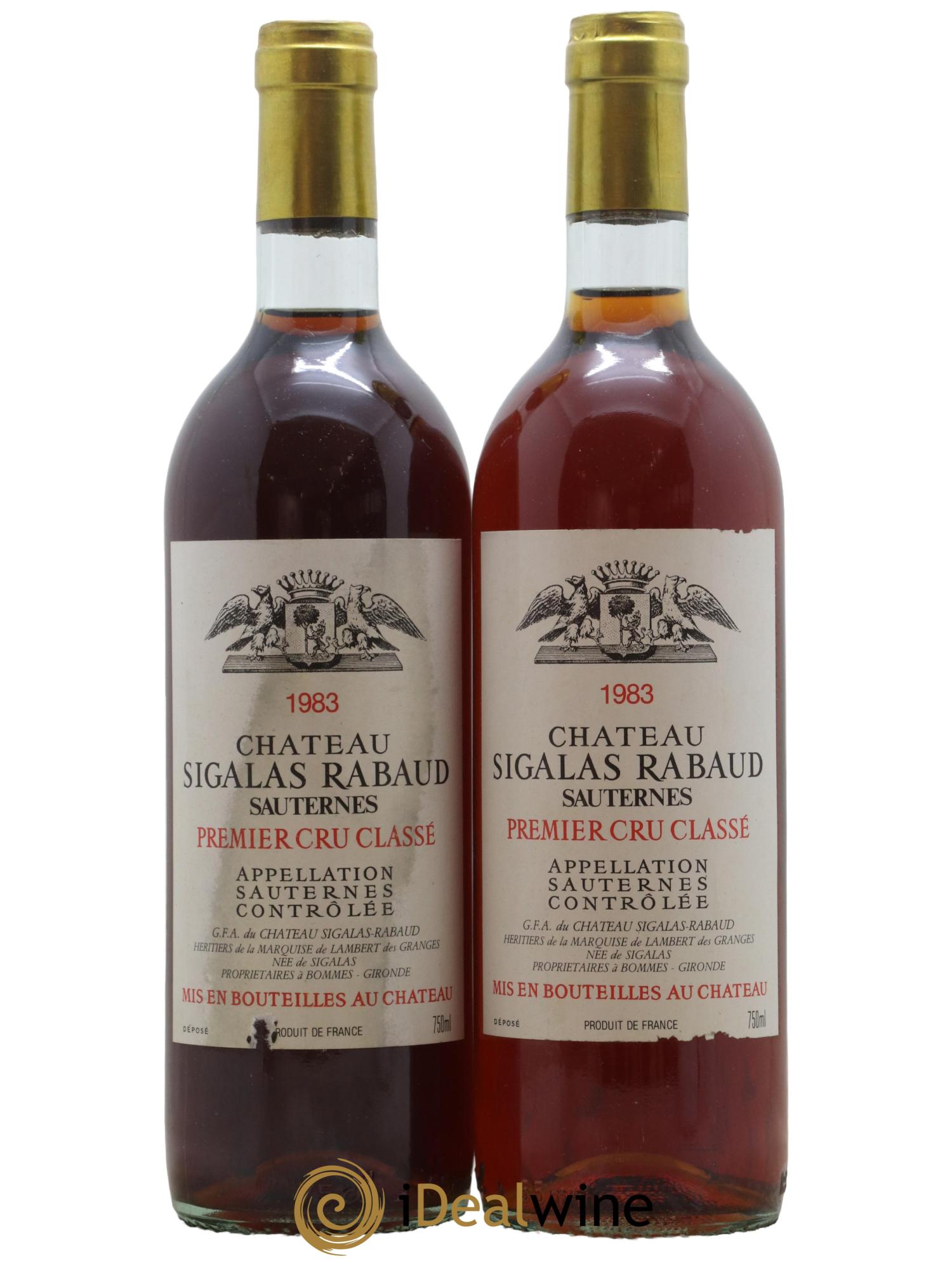 Château Sigalas Rabaud 1er Grand Cru Classé 1983 - Lotto di 2 bottiglie - 0