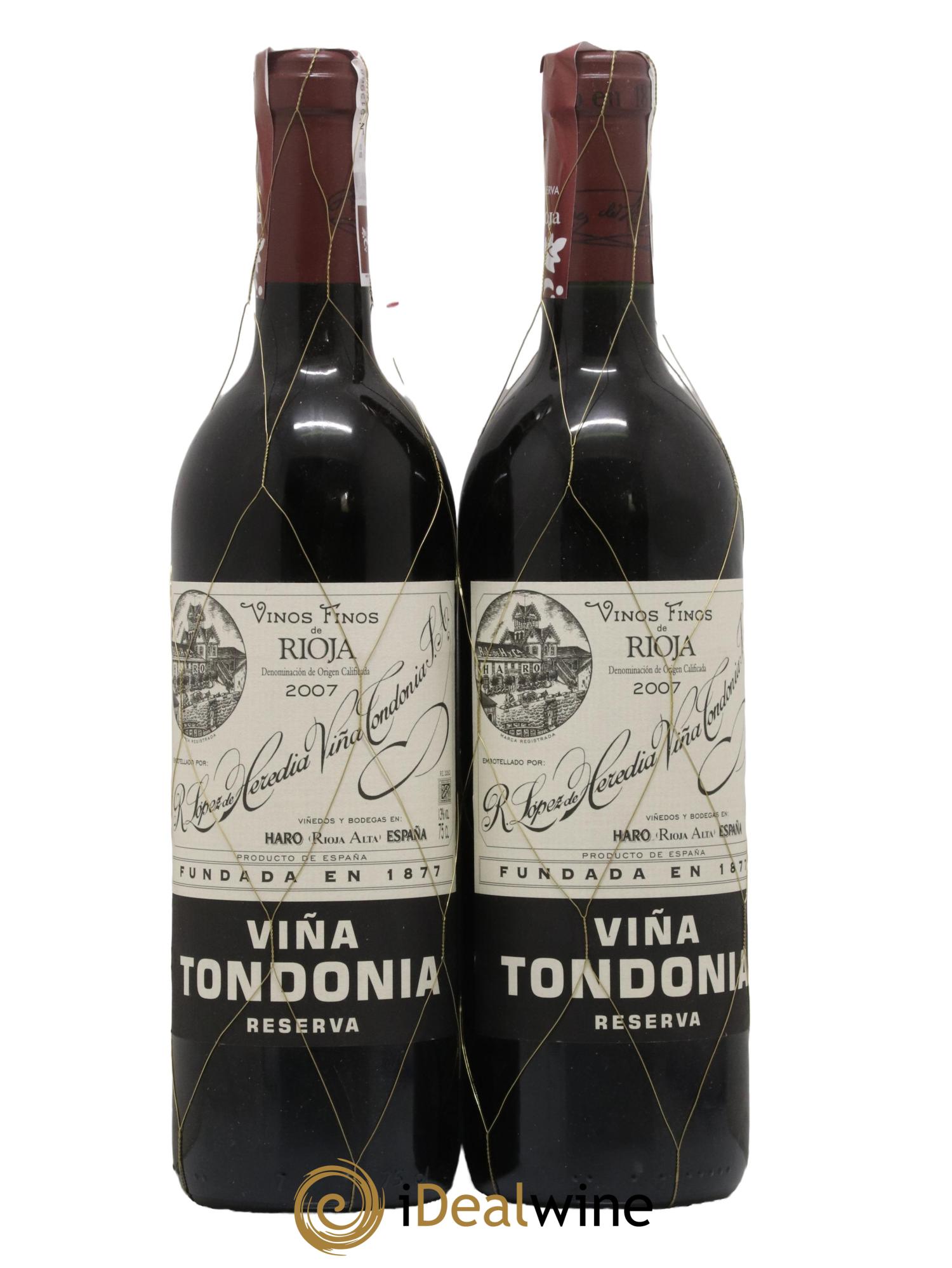 Rioja DOCA Reserva Vina Tondonia R. Lopez de Heredia 2007 - Lot de 2 bouteilles - 0