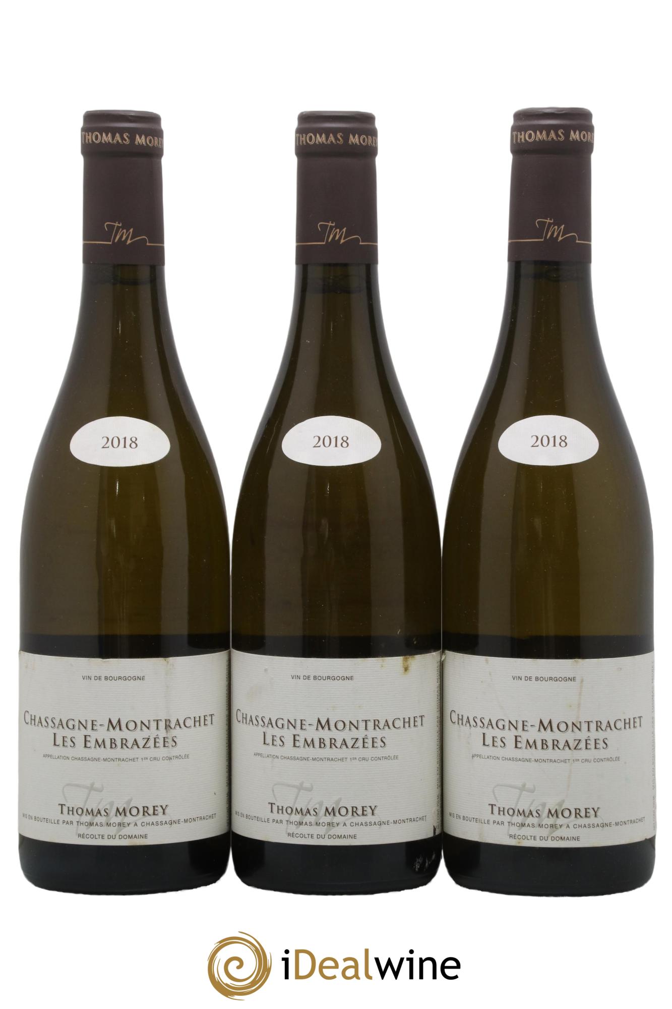 Chassagne-Montrachet 1er Cru Les Embrazées Thomas Morey 2018 - Lot de 3 bouteilles - 0