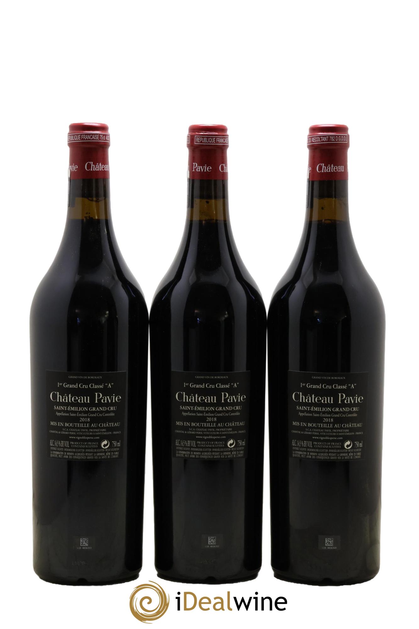 Château Pavie 1er Grand Cru Classé A 2018 - Lot de 3 bouteilles - 1