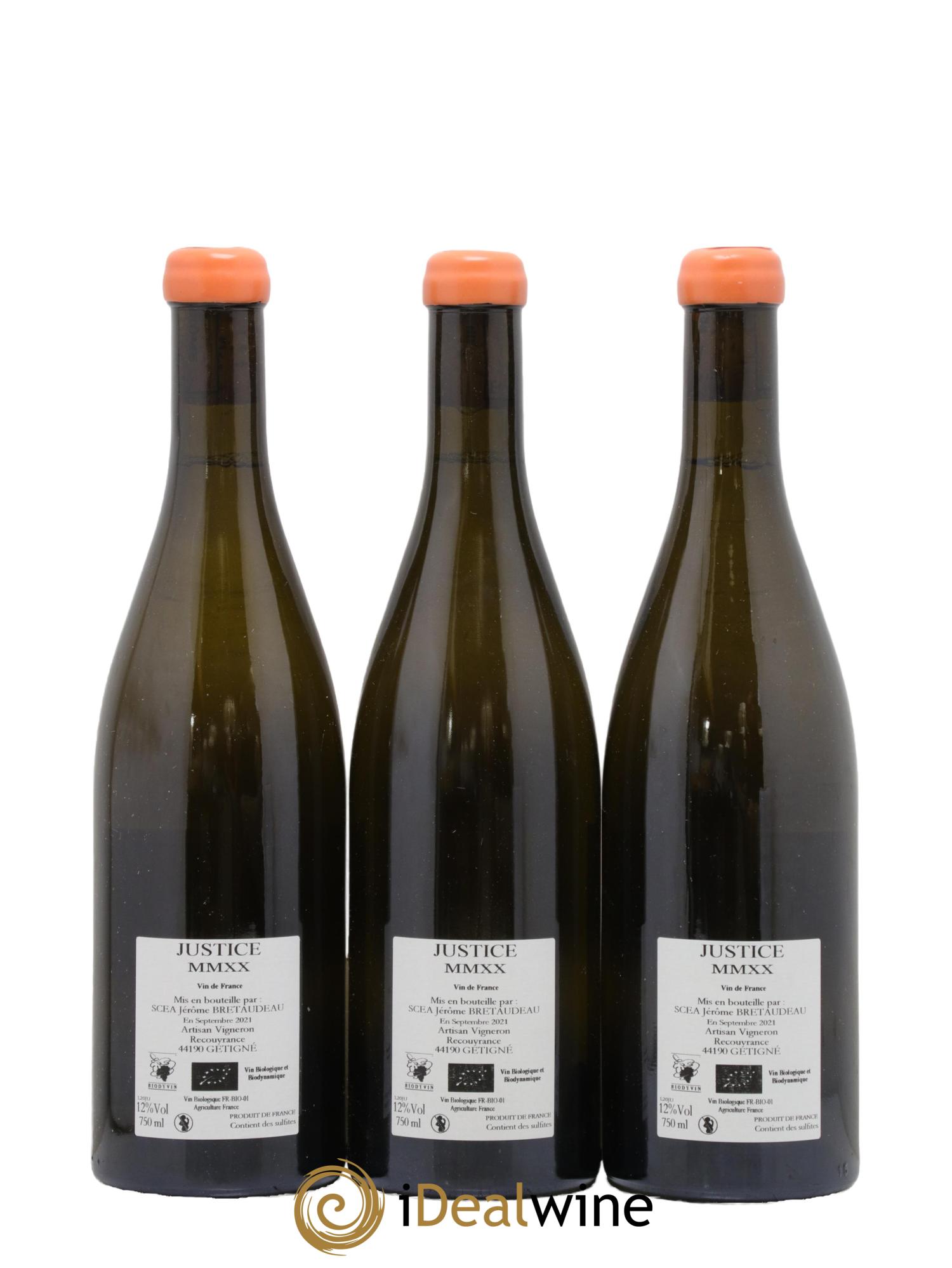 Vin de France La Justice Jérôme Bretaudeau - Domaine de Bellevue 2020 - Lot of 3 bottles - 1