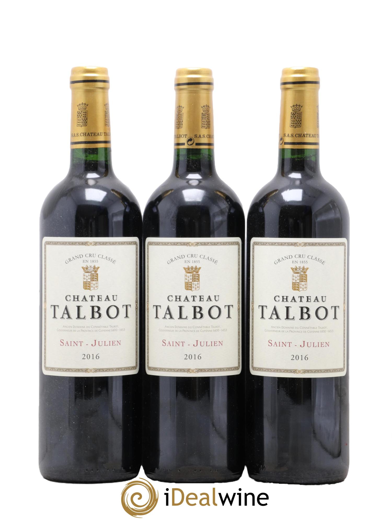 Château Talbot 4ème Grand Cru Classé 2016 - Lot de 3 bouteilles - 0