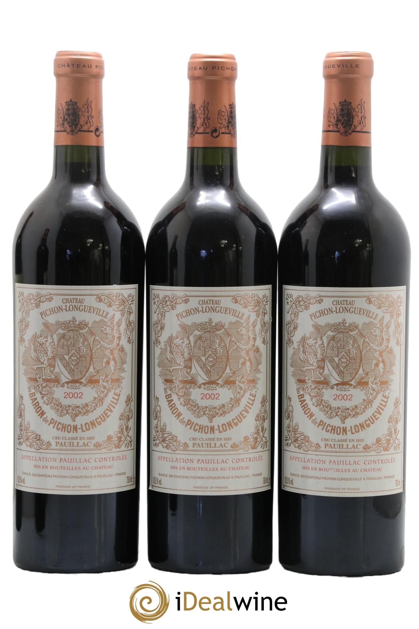 Pichon Longueville Baron 2ème Grand Cru Classé 2002 - Lot of 3 bottles - 0