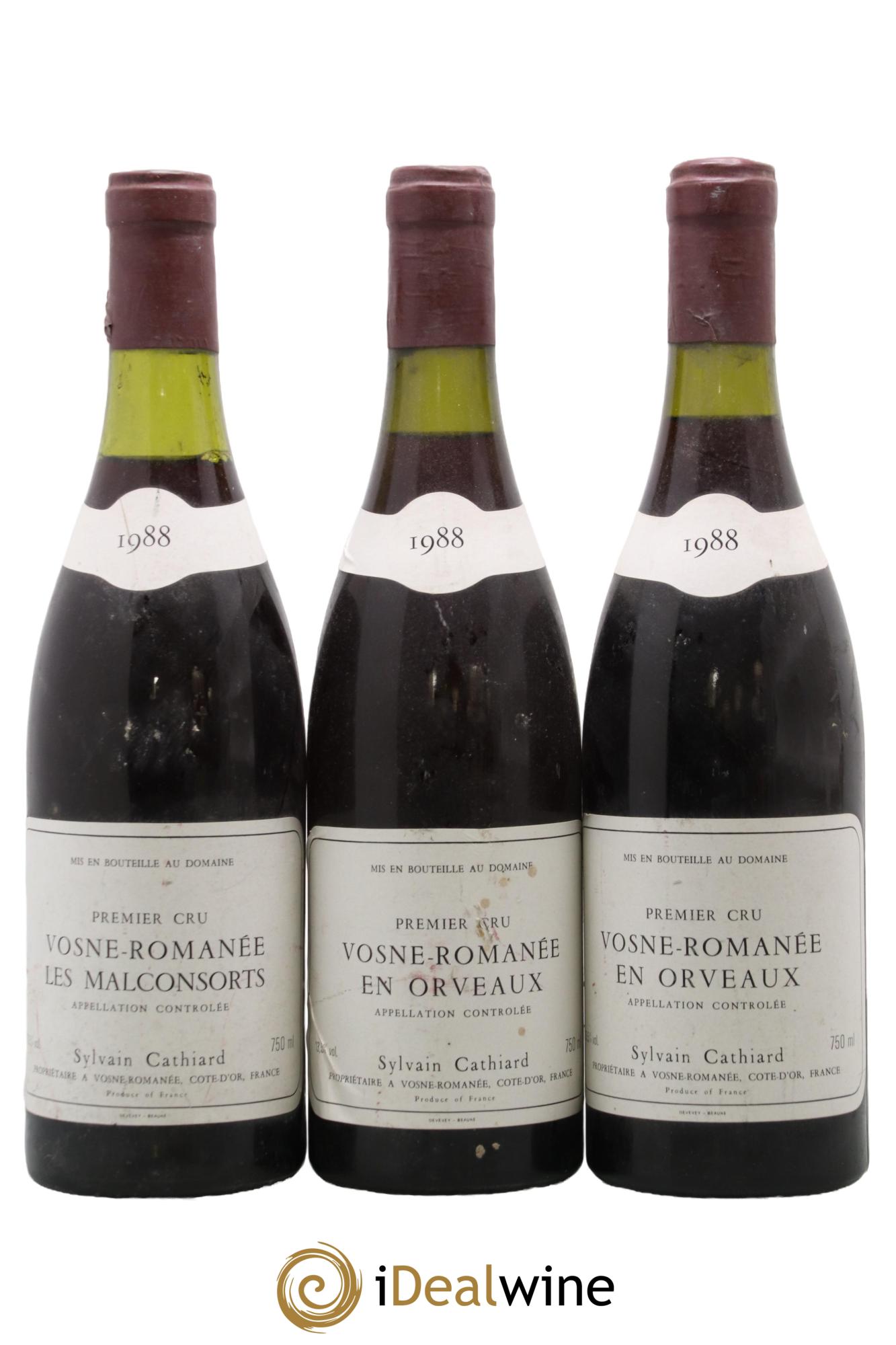 Vosne-Romanée 1er Cru En Orveaux Sylvain Cathiard & Fils 1988 - Lot de 3 bouteilles - 0