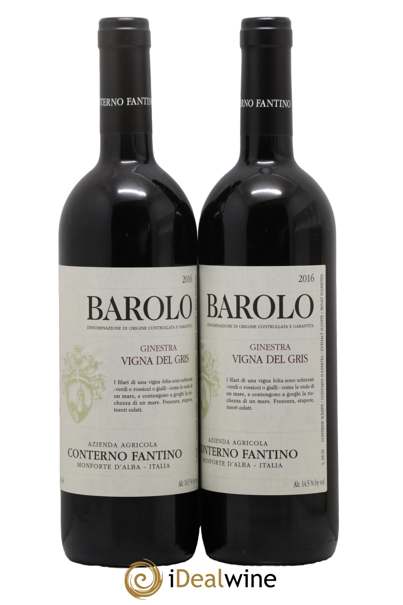 Barolo DOCG Ginestra Vigna Del gris Conterno Fantino 2016 - Posten von 2 Flaschen - 0