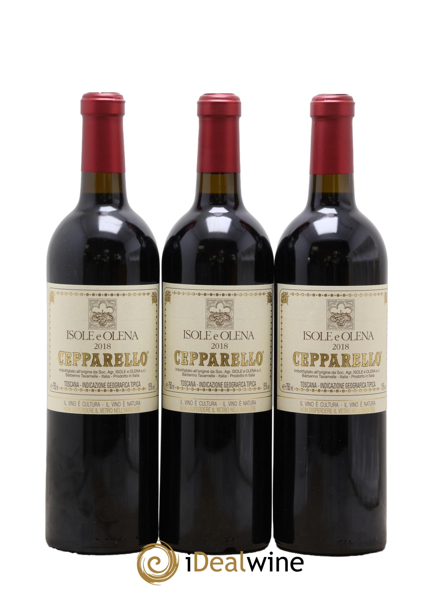 Toscana IGT Cepparello Isole e olena 2018 - Lot de 3 bouteilles - 0
