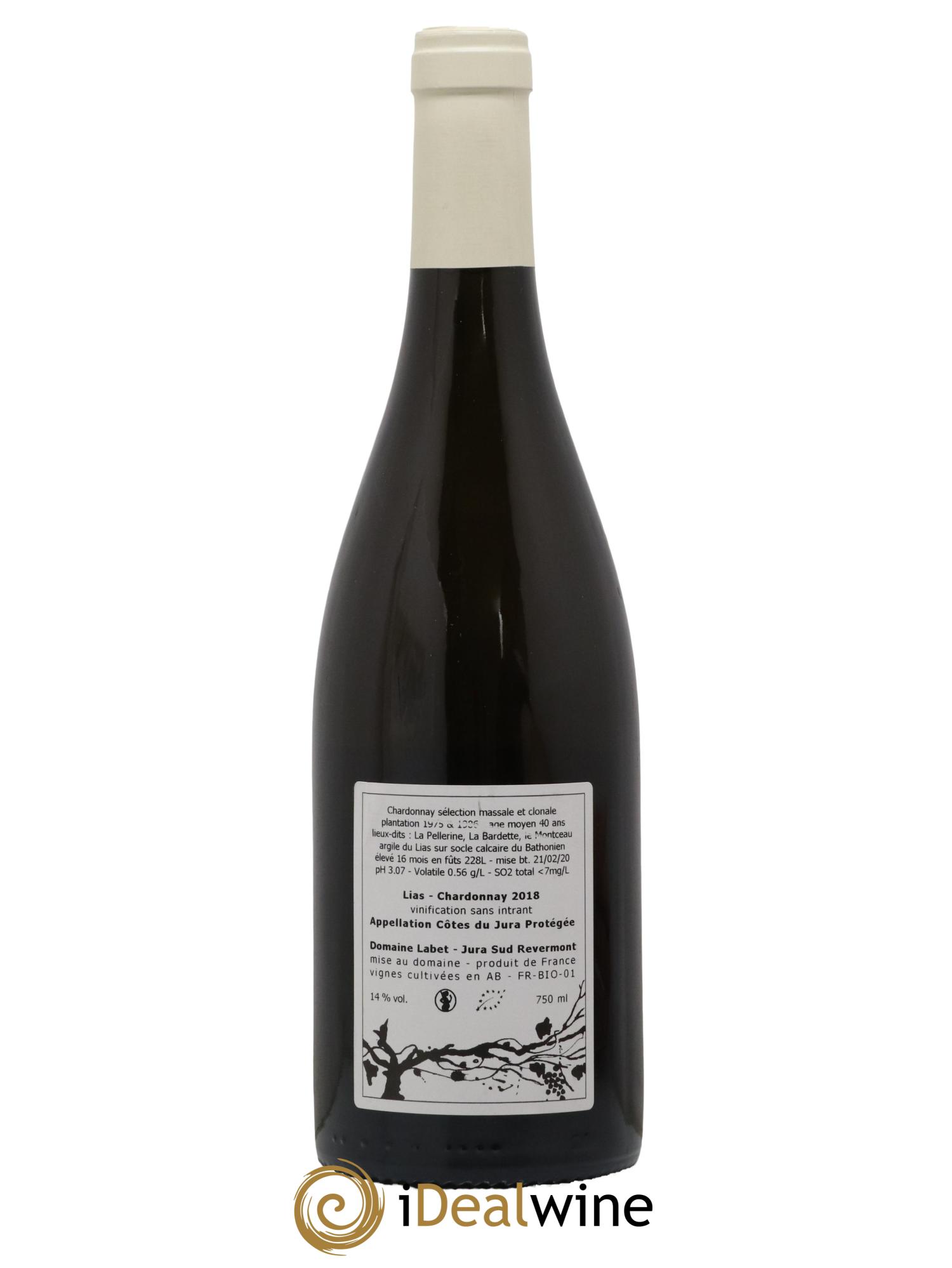 Côtes du Jura Chardonnay Lias Romain - Julien - Charline Labet 2018 - Lot de 1 bouteille - 1
