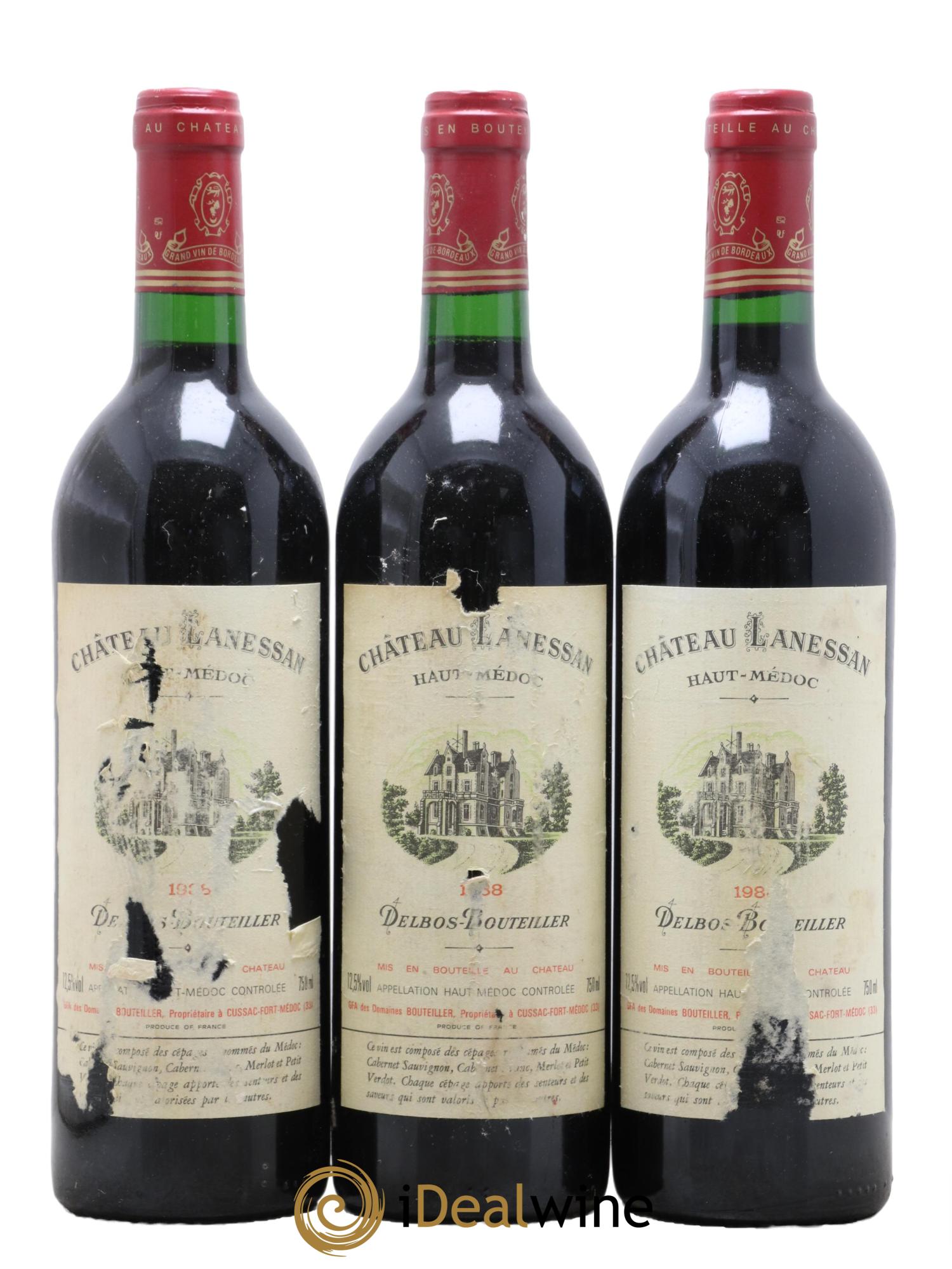 Château Lanessan Cru Bourgeois 1988 - Lot de 3 bouteilles - 0
