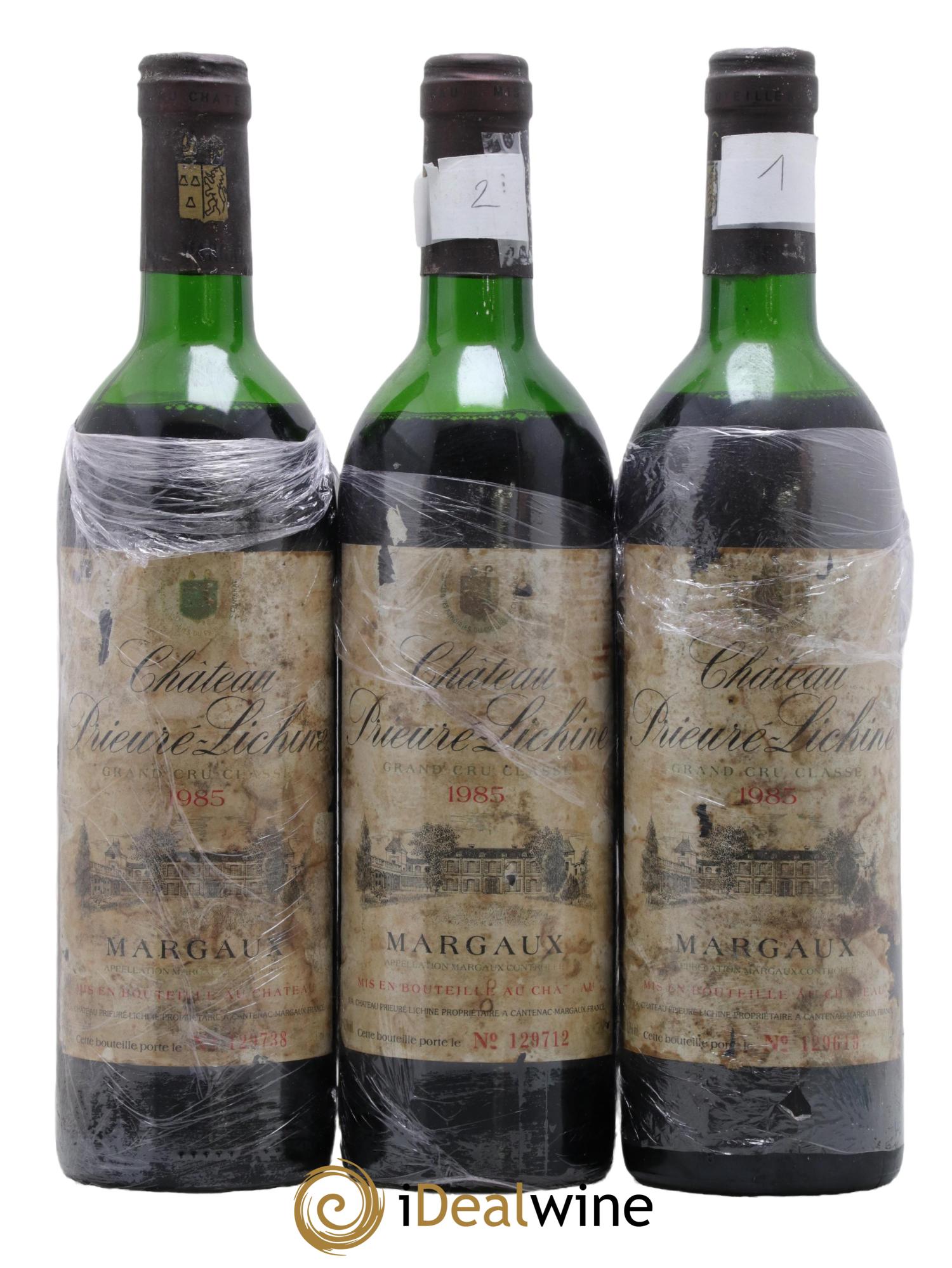 Château Prieuré Lichine 4ème Grand Cru Classé 1985 - Lot de 3 bouteilles - 0