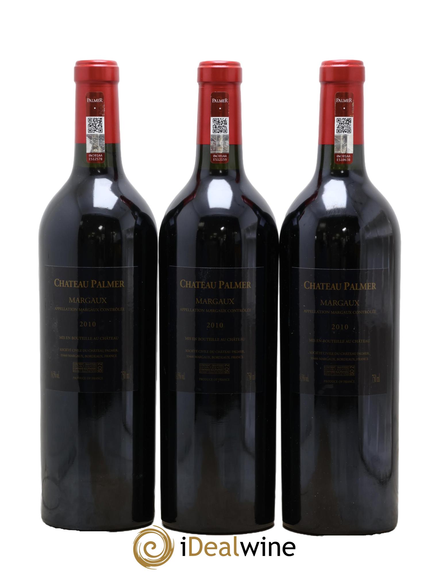 Château Palmer 3ème Grand Cru Classé 2010 - Lot of 3 bottles - 1
