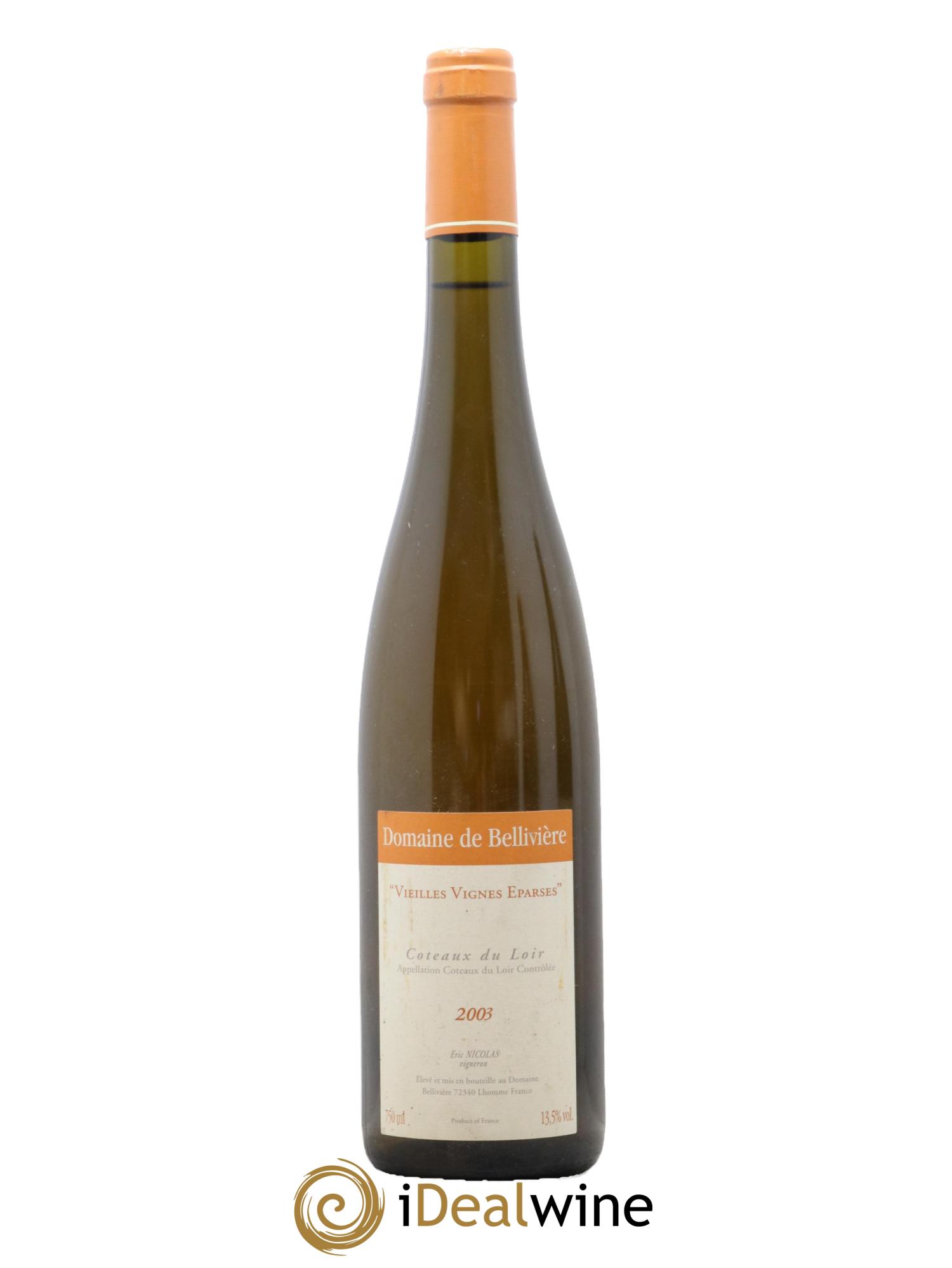 Coteaux du Loir Vieilles Vignes Eparses Domaine de Bellivière 2003 - Lot de 1 bouteille - 0