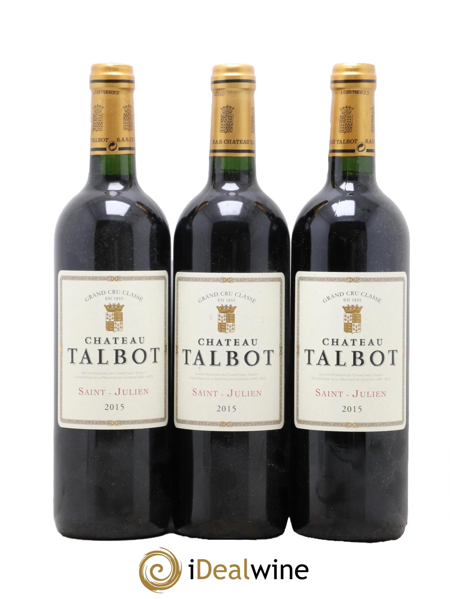 Château Talbot 4ème Grand Cru Classé 2015 - Lotto di 3 bottiglie - 0
