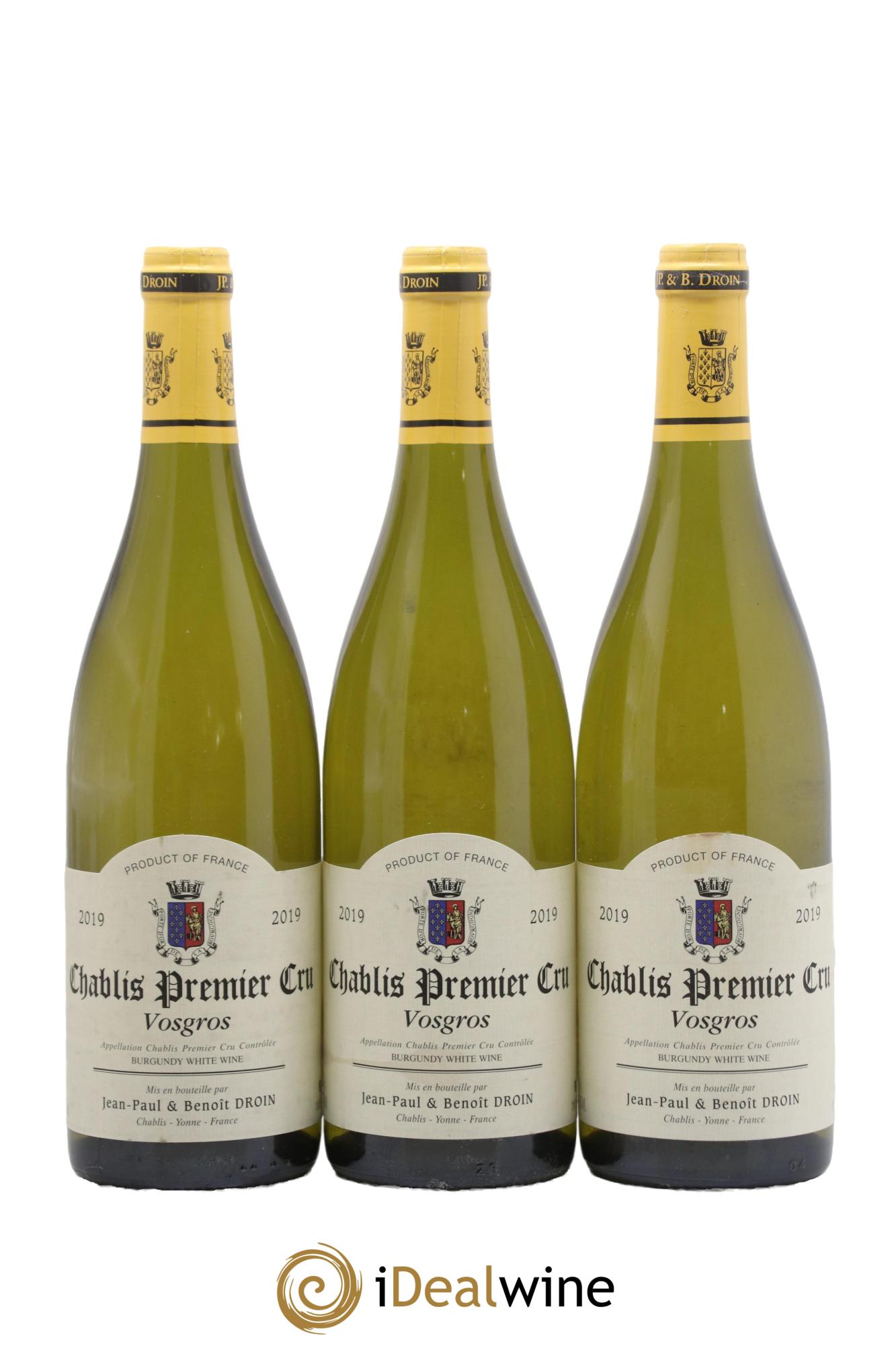 Chablis 1er Cru Vosgros Jean-Paul & Benoît Droin (Domaine) 2019 - Lot de 3 bouteilles - 0