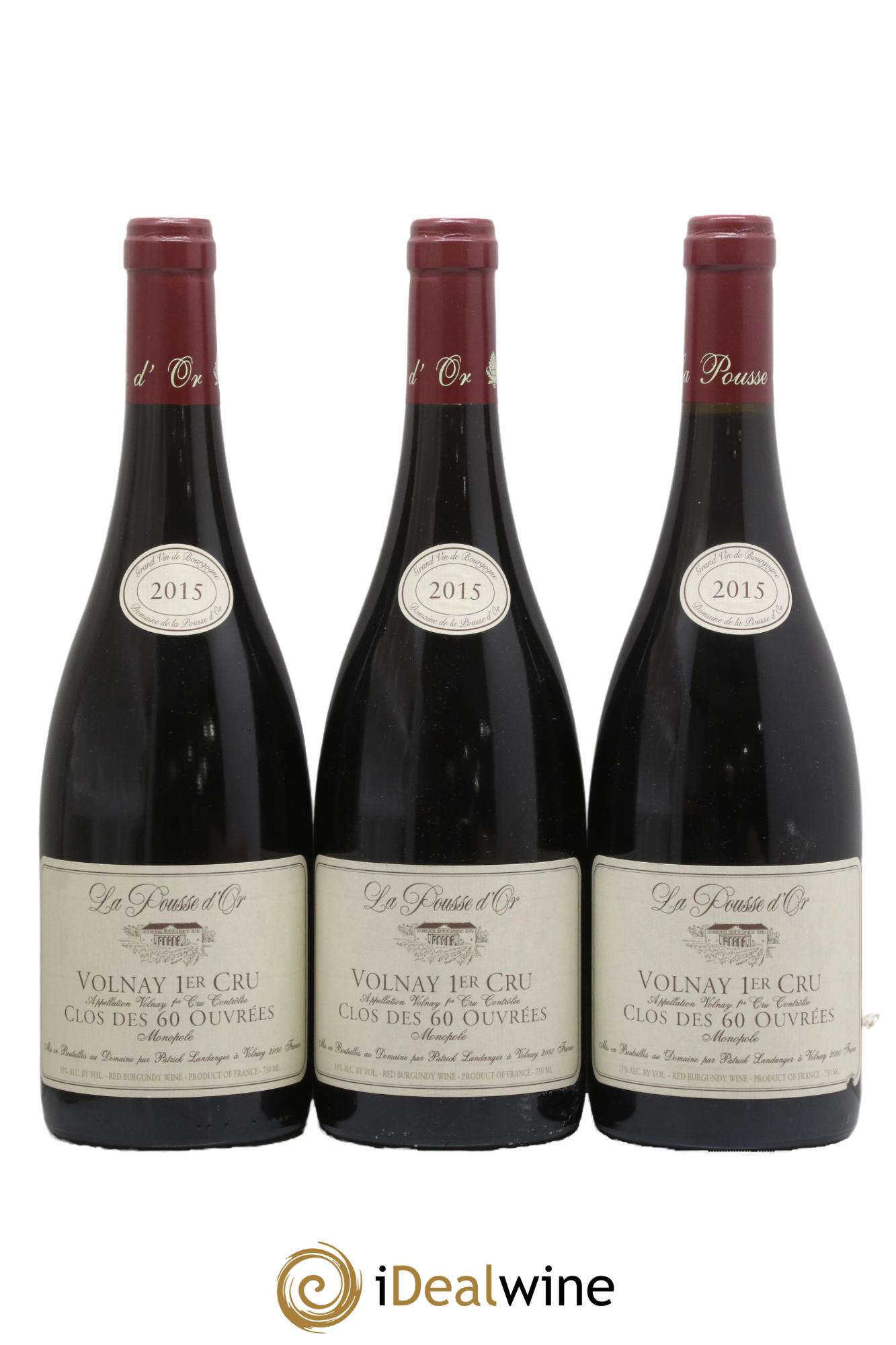 Volnay 1er Cru Clos des 60 ouvrées La Pousse d'Or (Domaine de) 2015 - Lotto di 3 bottiglie - 0